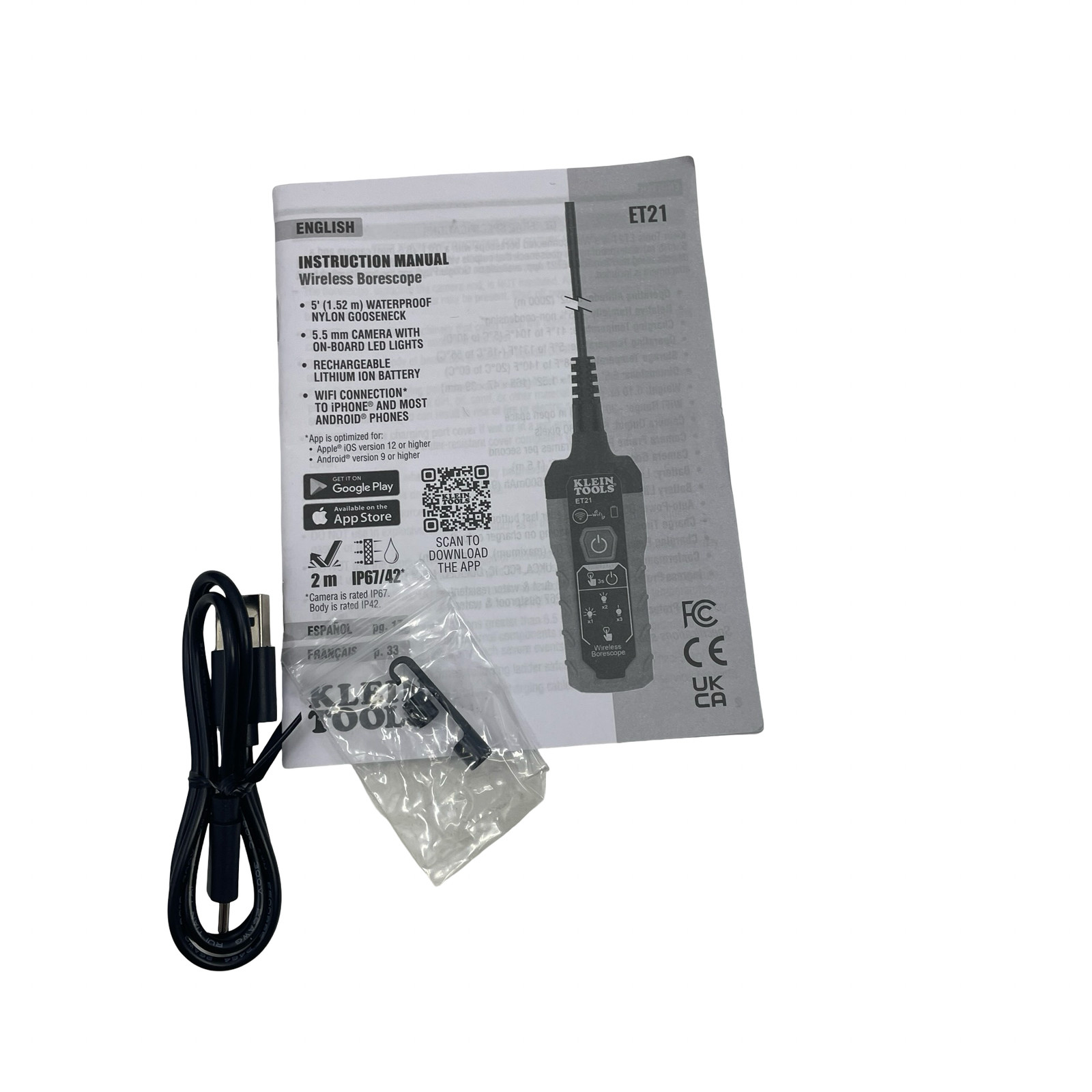 Klein Tools ET21 WiFi Inspection Borescope #U4868 (AR)