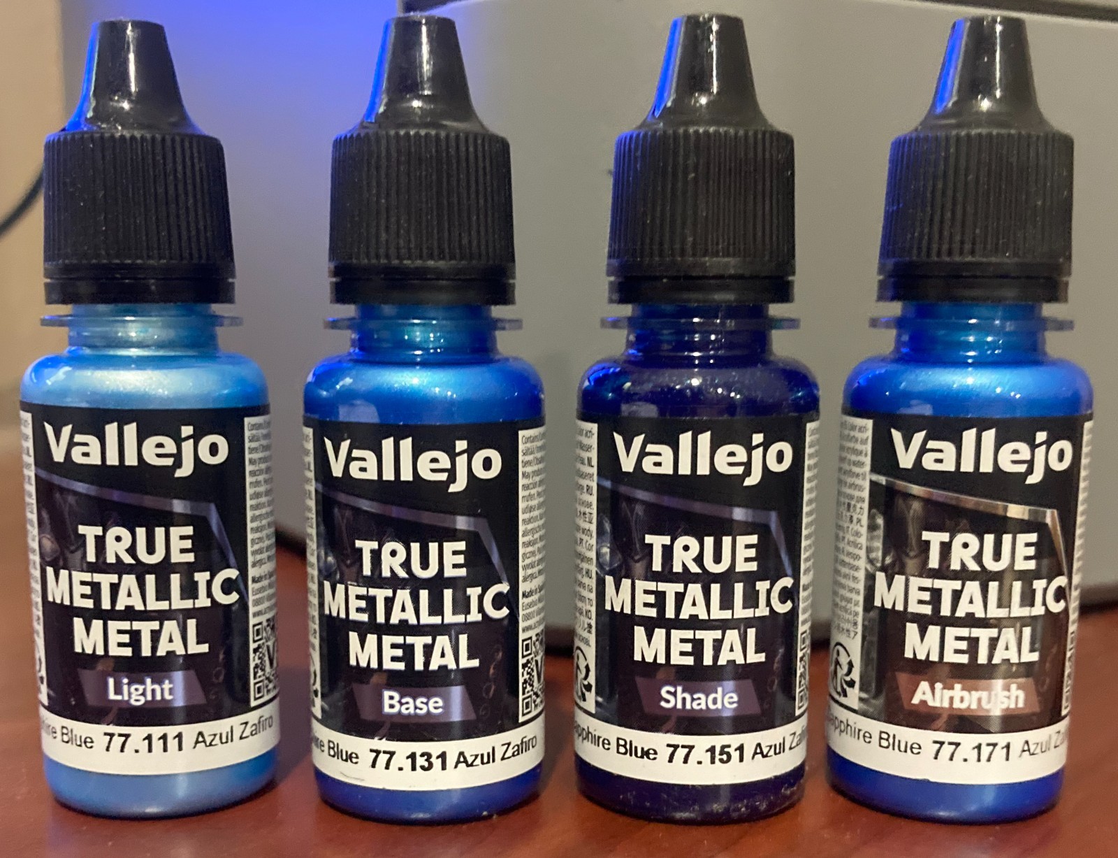 Vallejo True Metallic Metal SAPPHIRE BLUE 4 Shading Color Bottles Set