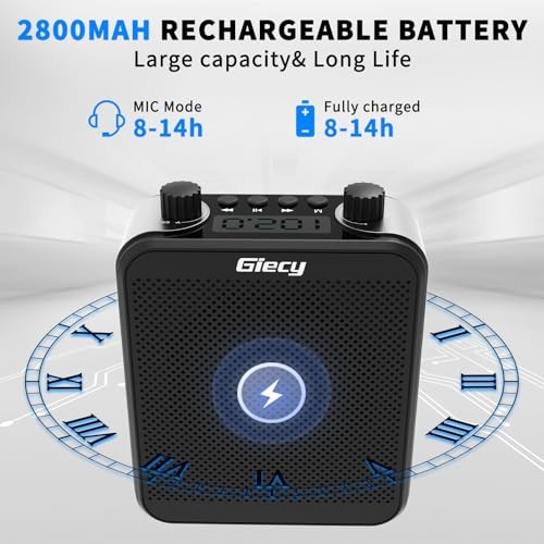 30W Portable Voice Amplifier with Wireless Microphone Headset, Standard Black