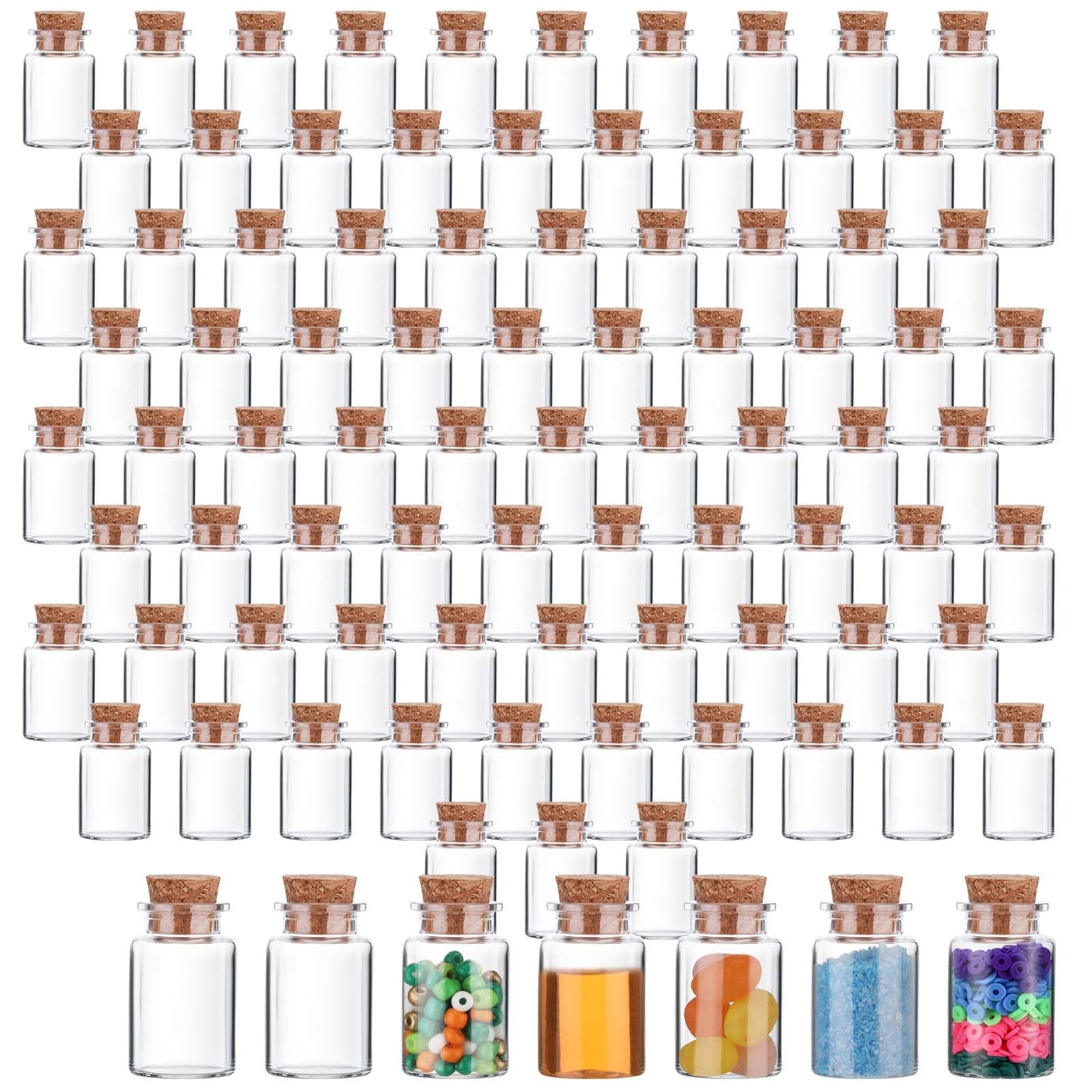 100 PCS 10ml Mini Plastic Bottles With Corks 0.87x1.38 Inch Sand Art Jar DIY