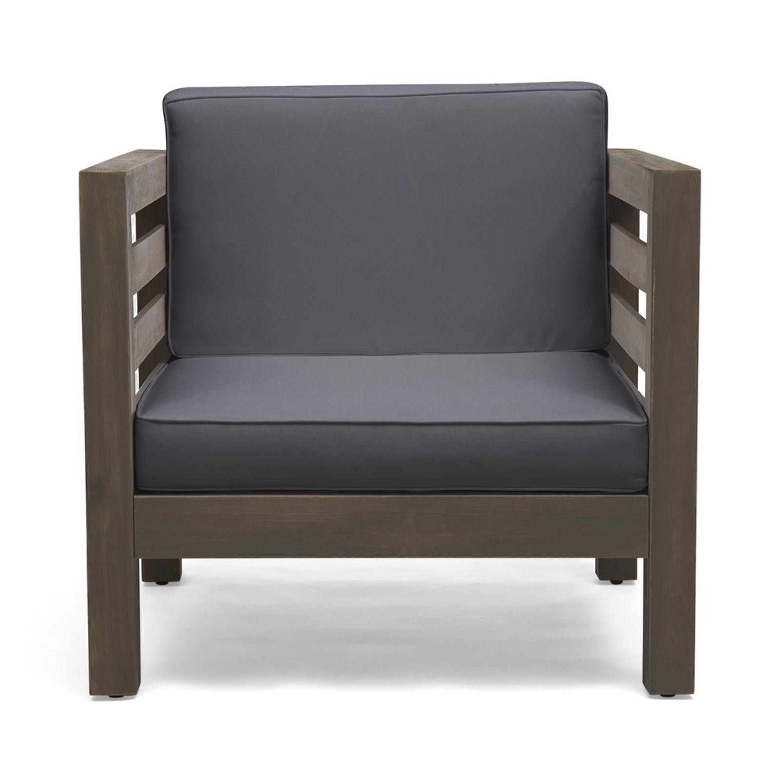 Club Chair - Mid-Century Modern Acacia Wood Design with Water-Resistant Cushions