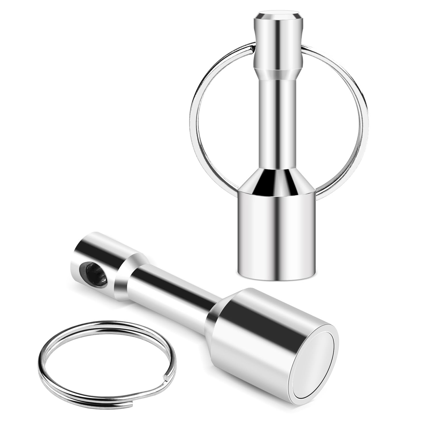 VSKIZ Keychain Magnet for Testing Brass, Pocket Key 2 Pack, Silver