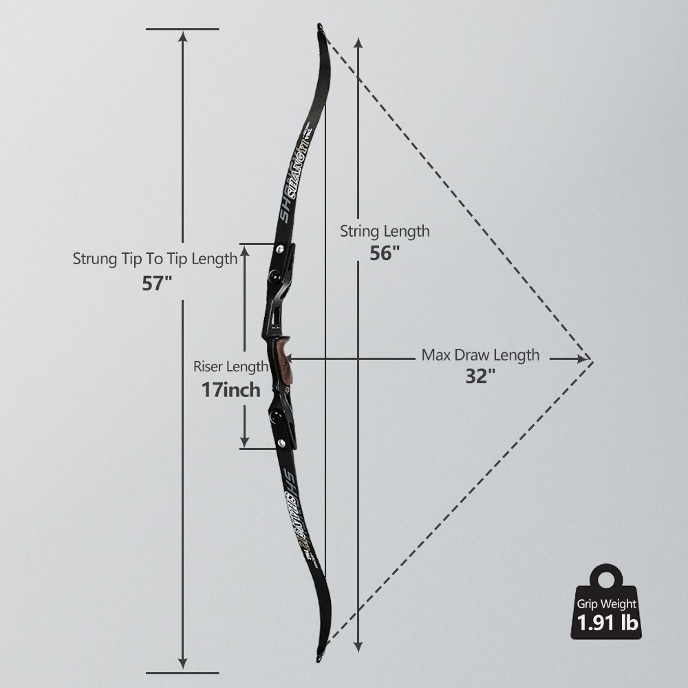 PMZ 60" ILF Takedown Recurve Bow Black Metal Riser Archery Set for Beginner