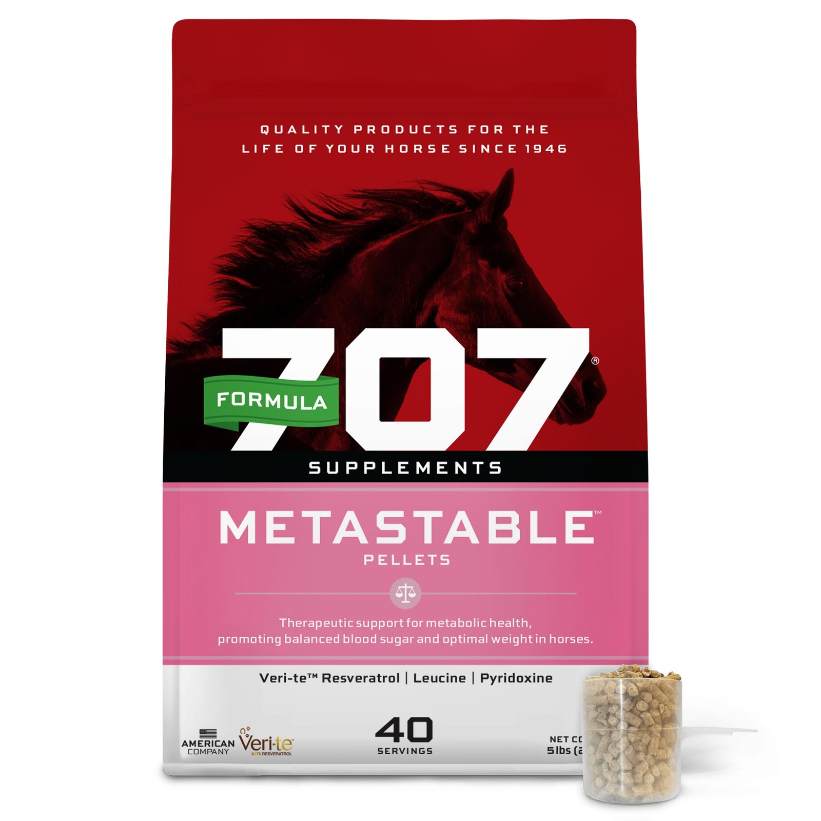 New Formula 707 MetaStable Pellets for Horses 5 lb Bag 40 Servings Free Shipping