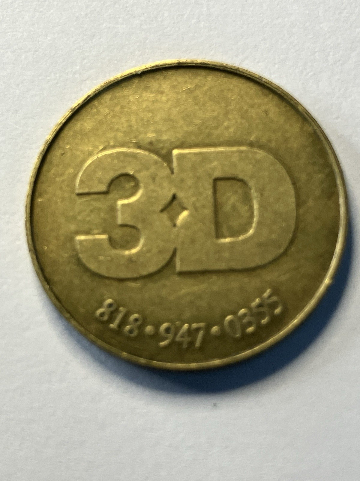 3D ARCADE Old Brass TOKEN California #uc1