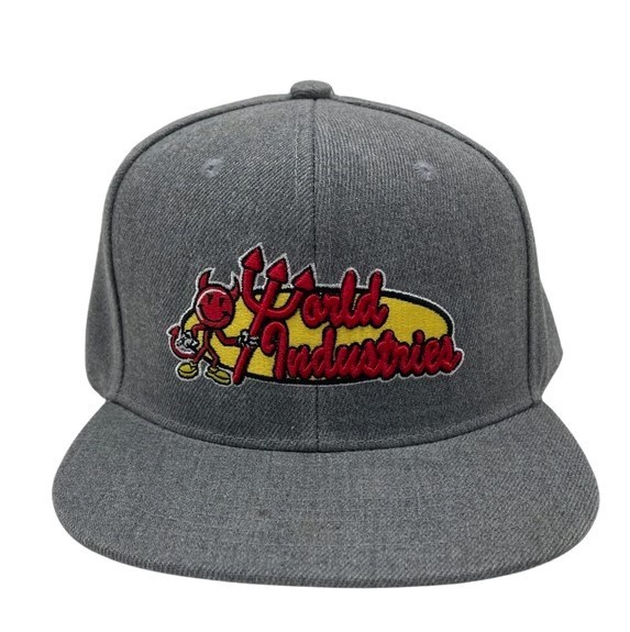 World Industries Boys Logo Grey Snapback Cap, Original, New With Tags