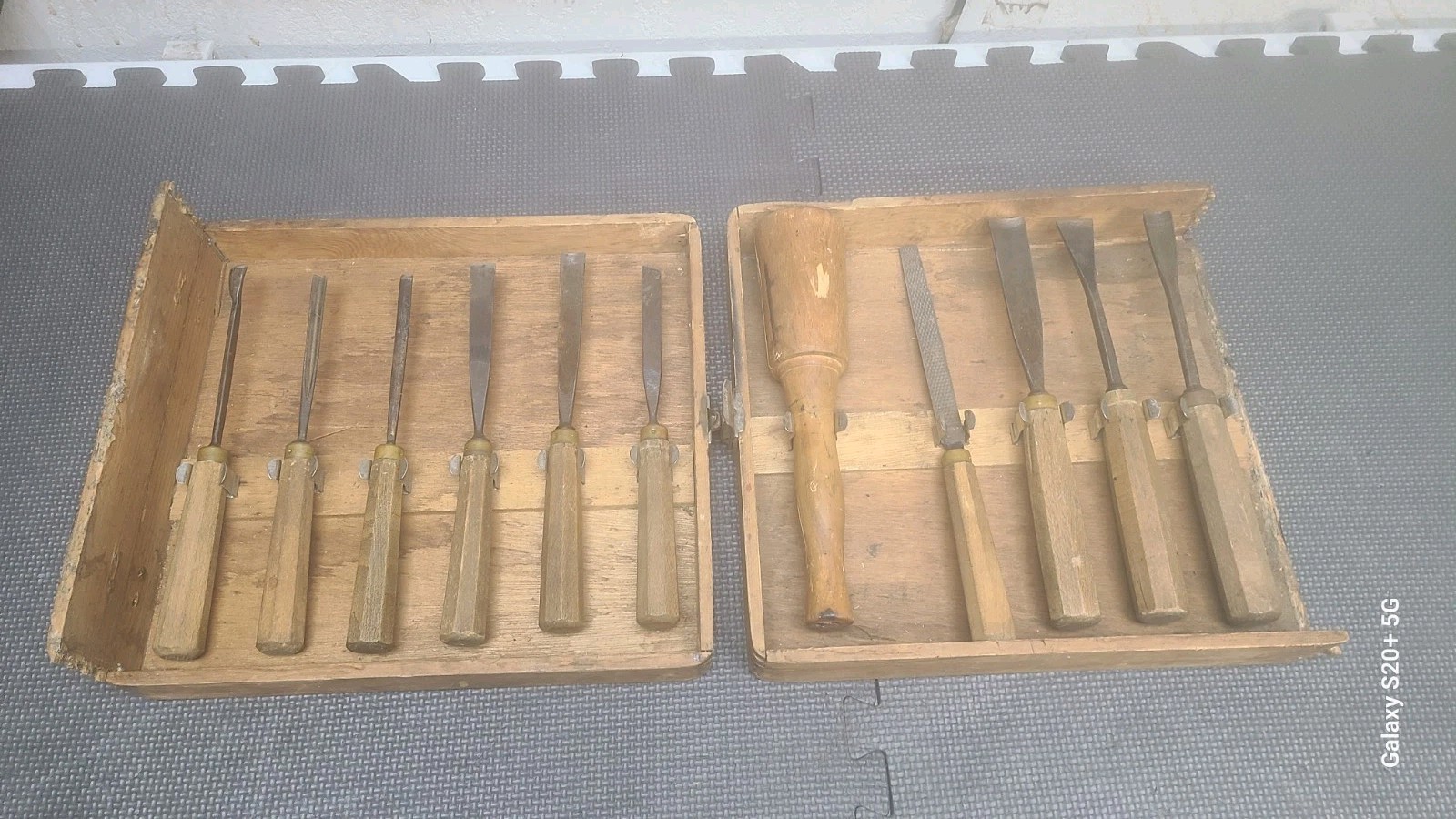 Vintage Sculptor's Wood Carving Kit Chisels, Mallet Made in Haiti