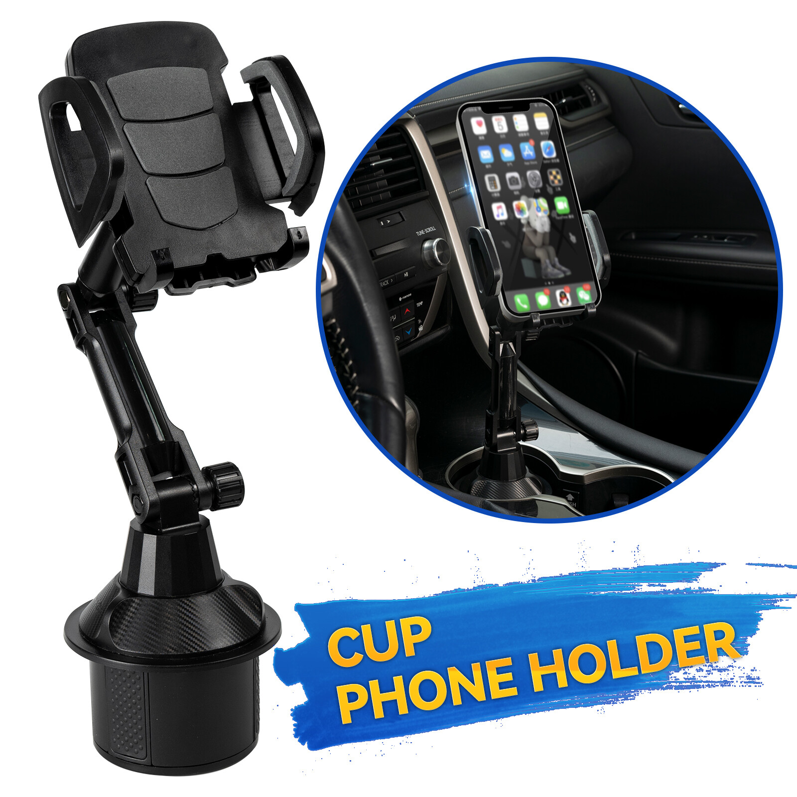Car Mount Adjustable Gooseneck Cup Holder Stand Cradle for Cell Phone Universal