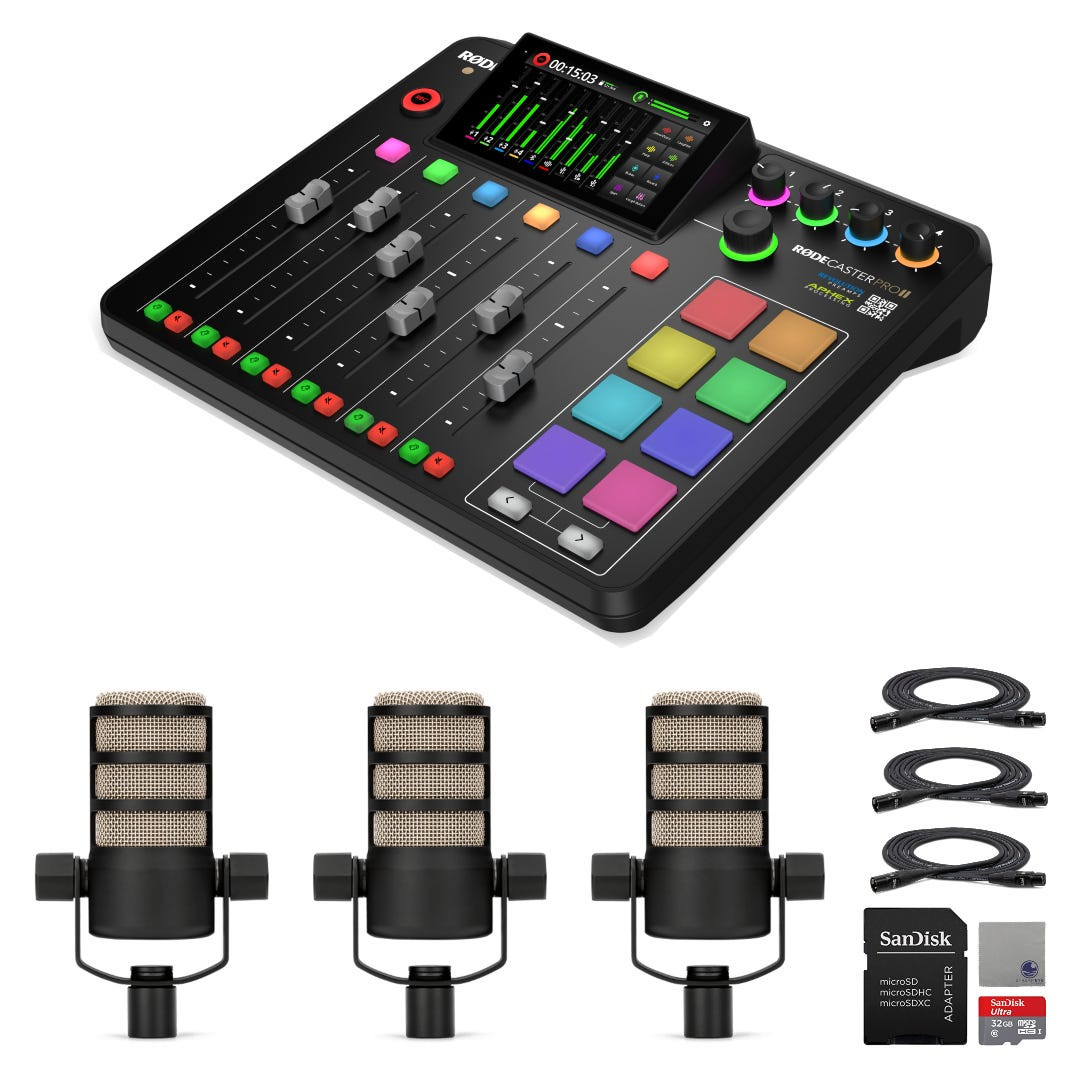Rode RODECaster Pro II with 3x Rode PodMic and Accessories