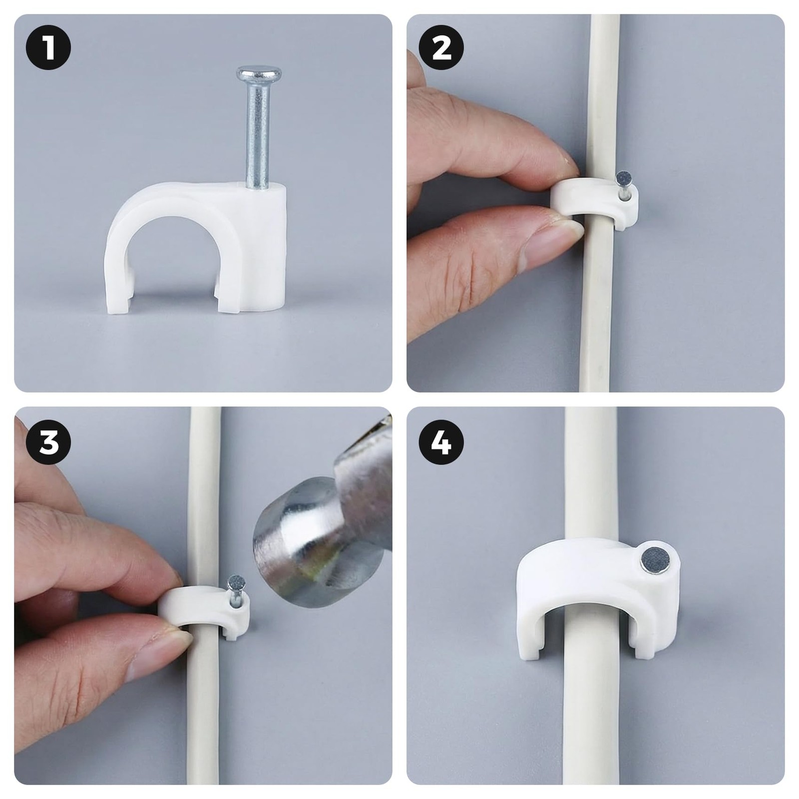 200 Pcs Nail in Cable Clips, Ethernet Cables Wall Clips Cable Straps Cables T.