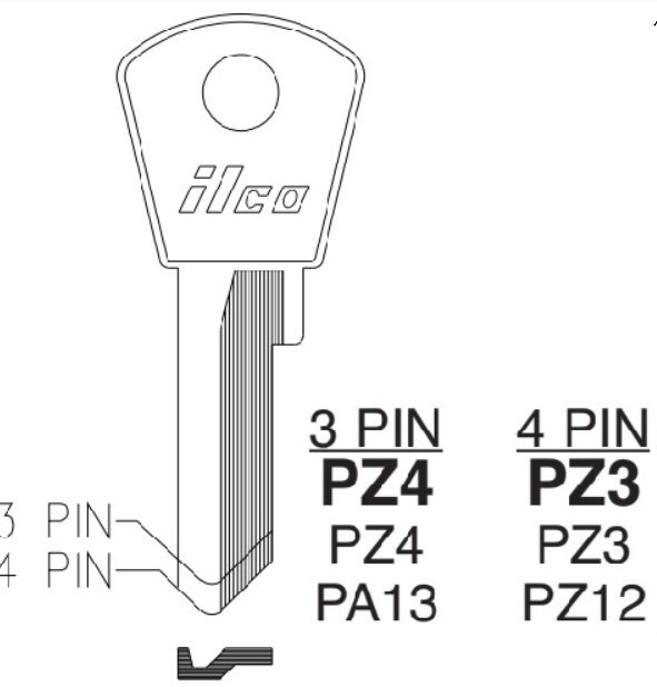 Ilco PZ3 for Papaiz Key Blank uncut (1 Pc)
