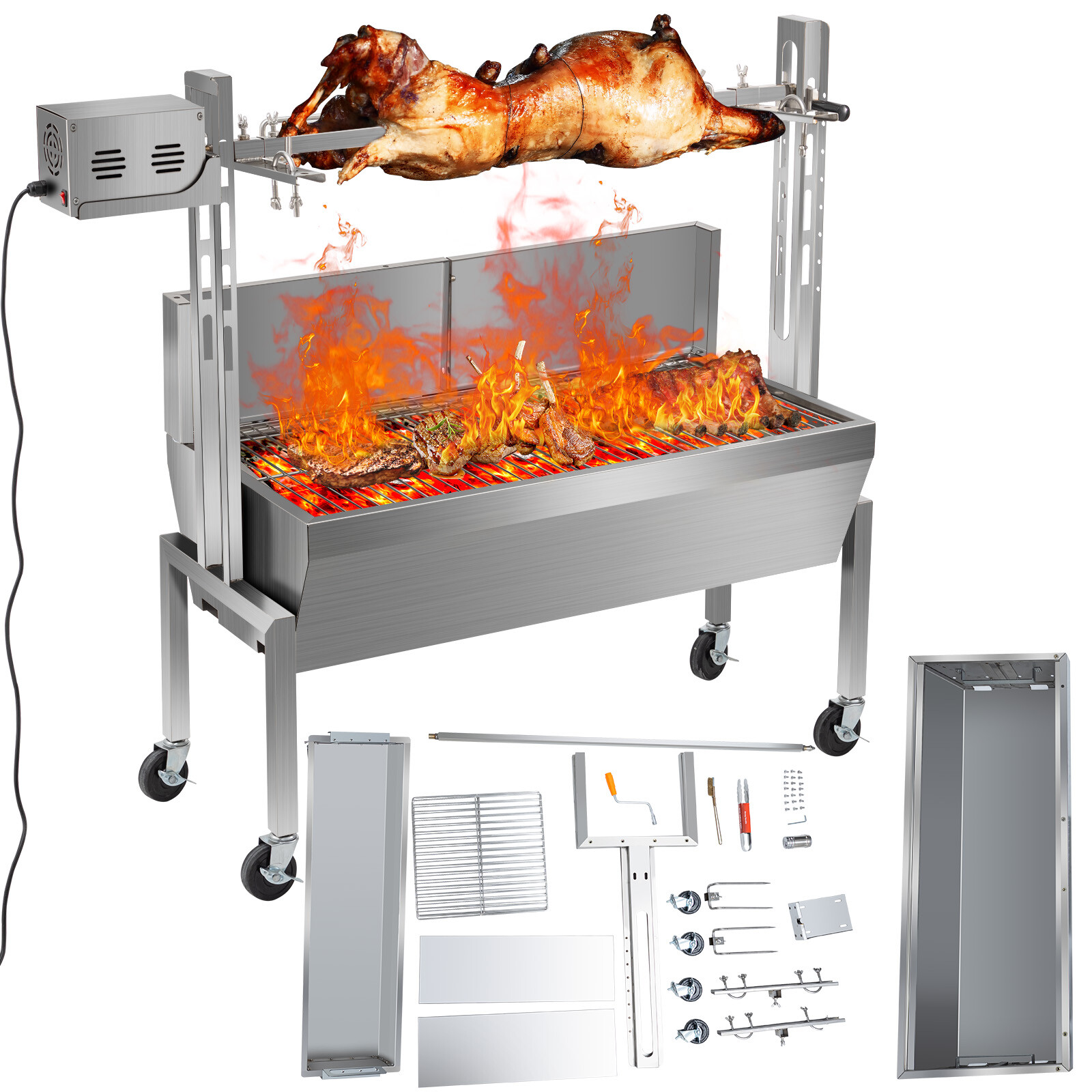 LoJok 36'' Spit Roaster Rotisserie Pig Lamb Roast BBQ Portable Outdoor Grill