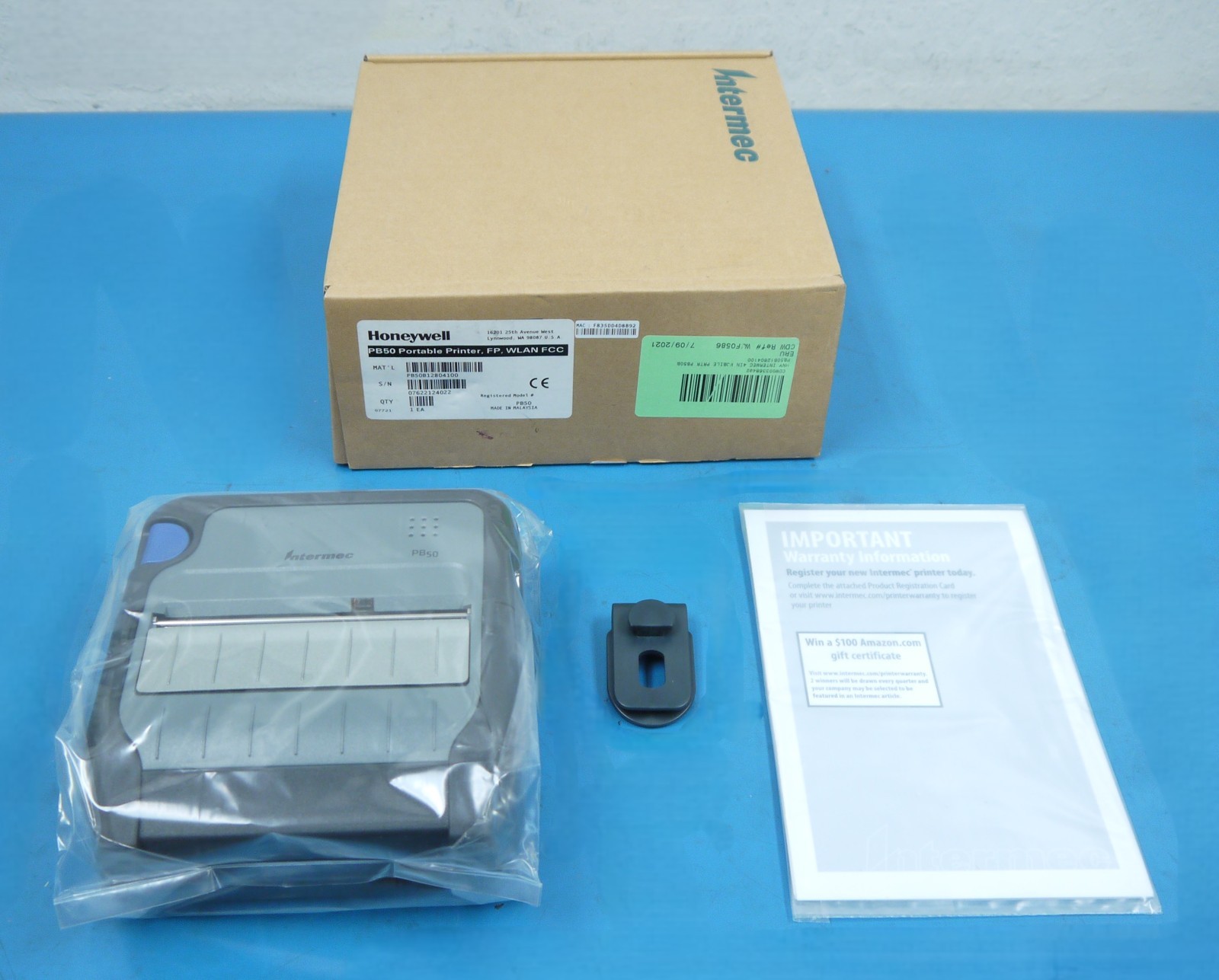 Intermec / Honeywell PB50 Portable Printer, FP, WLAN FCC (New)