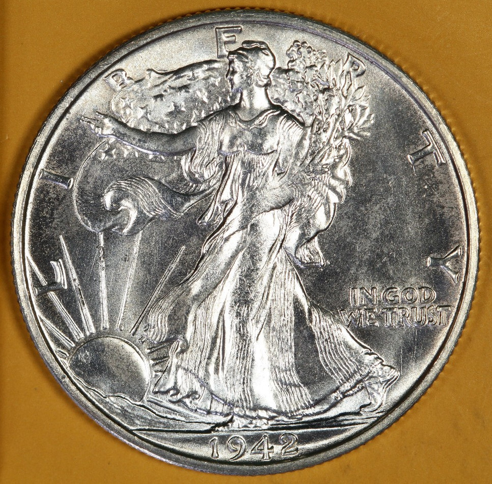 1942 S - Walking Liberty Half Dollar - 50¢ - BU - Details Cleaned