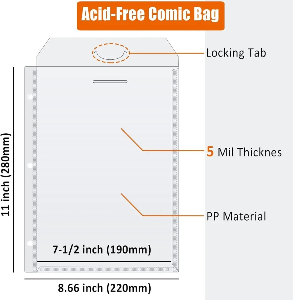 Comic Book Bags, Binder Sleeves for Comic Books, 12 Pack Comics Protector Bags