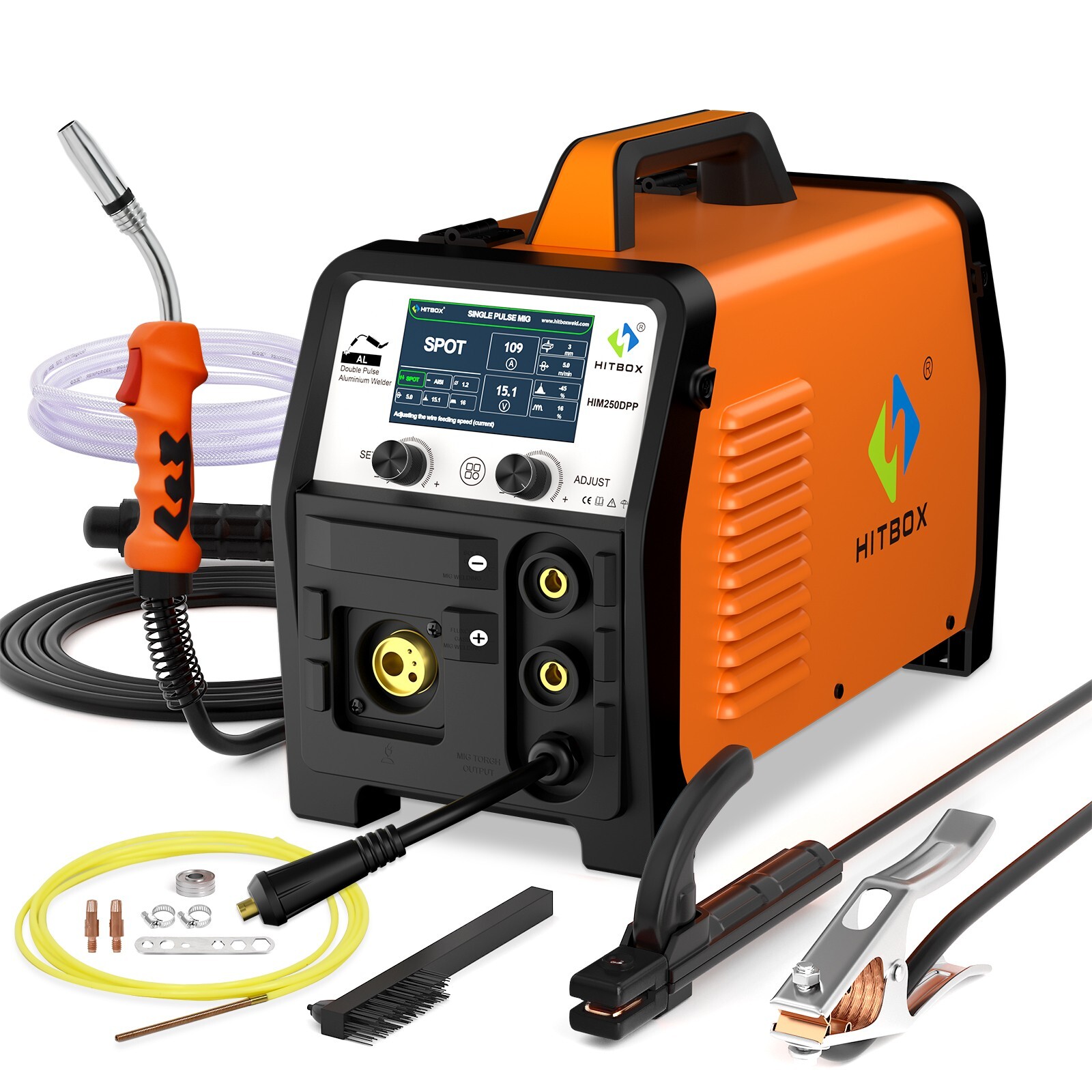 Hitbox 7in1 Aluminum MIG Welder 110/220V 200Amp IGBT MMA/TIG/MIG Welding Machine