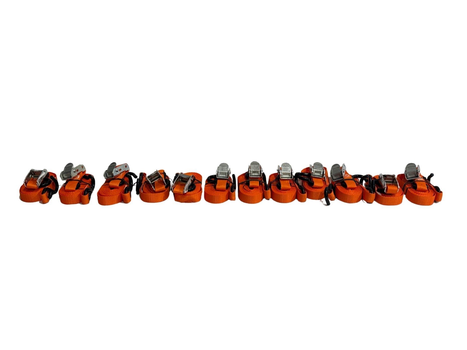 1" x 12' Orange Heavy Duty Cam Buckle Straps with S-Hooks (12 Pack)