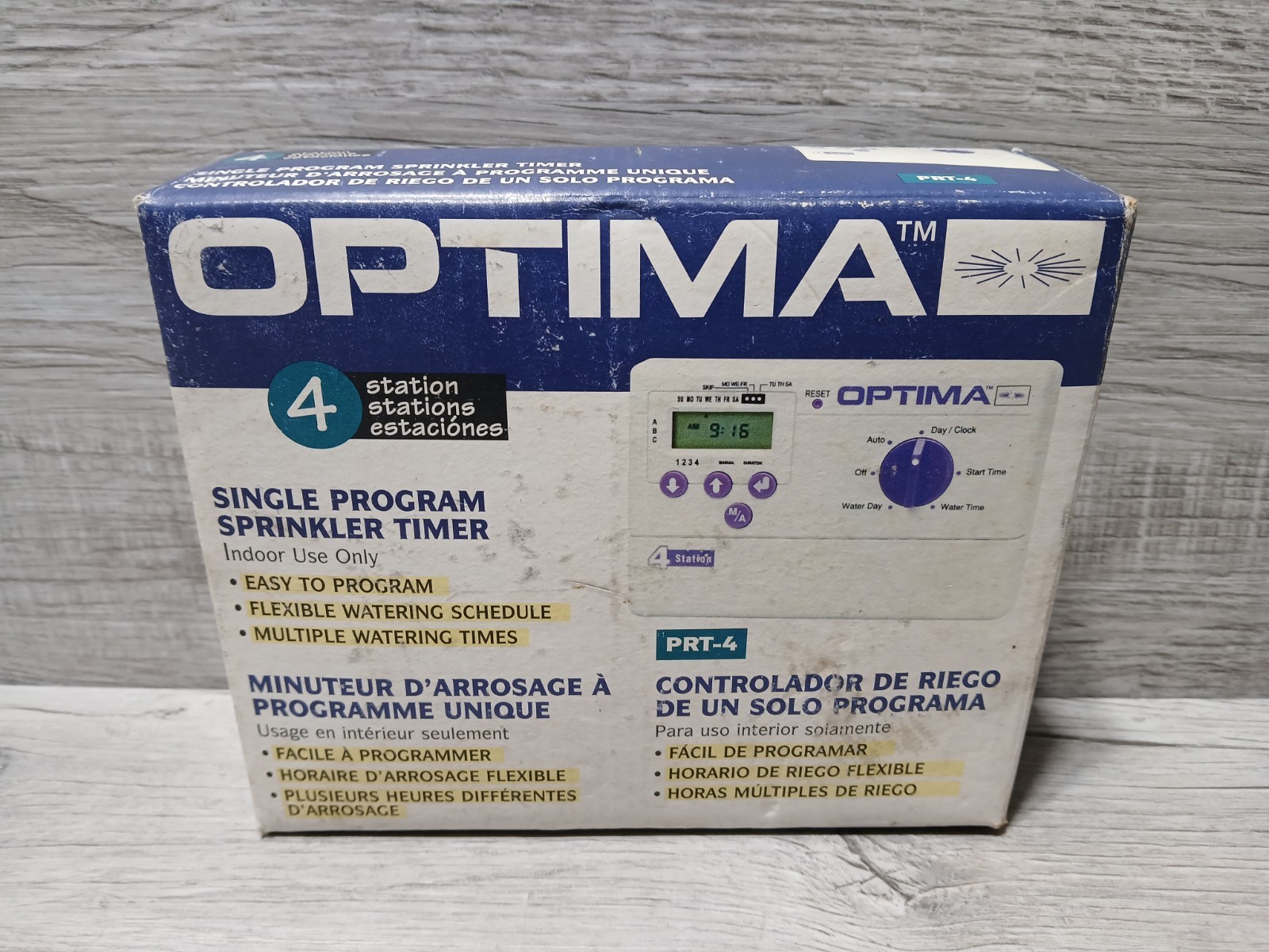 Optima 4 Station Single Program Sprinkler Timer Garden Watering Controller PRT-4