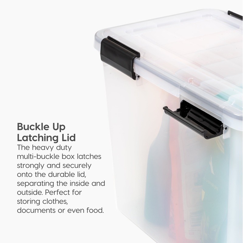 WeatherPro Storage Container Box 6.5 Quart Stackable Clear Bin W/ Latching Lid