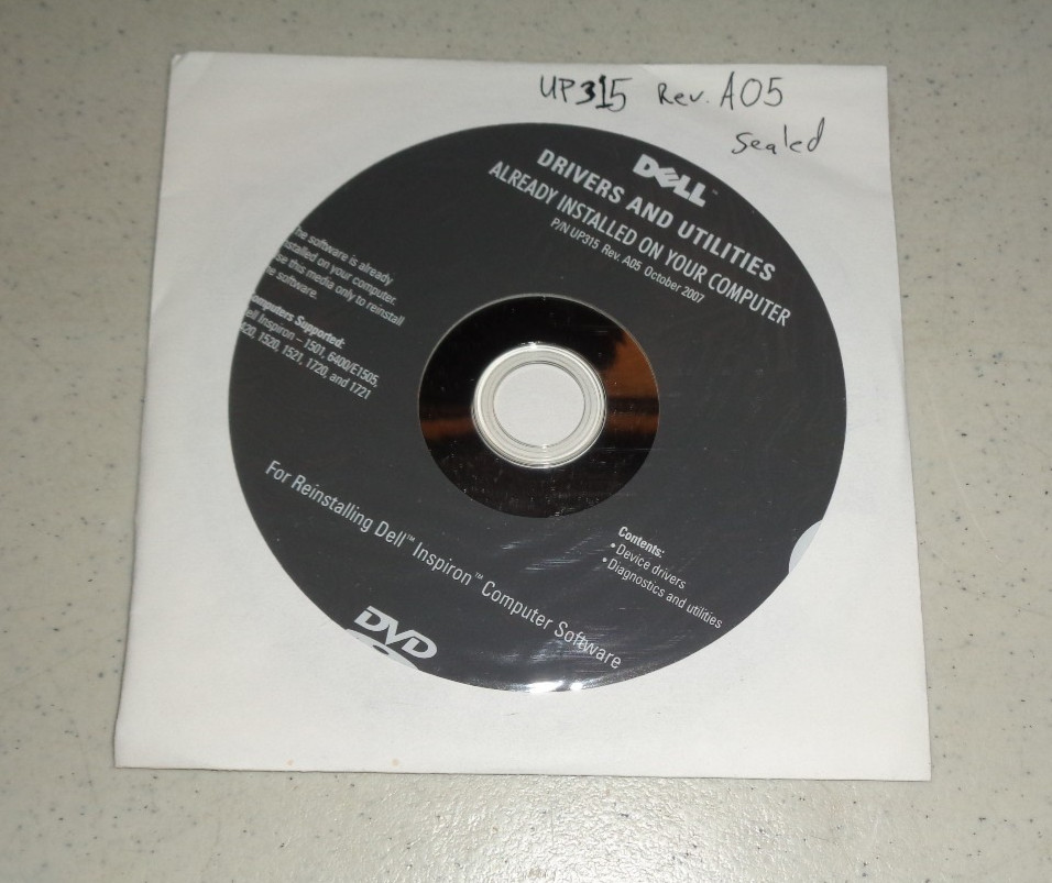 ~Dell Drivers & Utilities DVD for Reinstalling Dell Inspiron UP315 A05 ~Sealed~