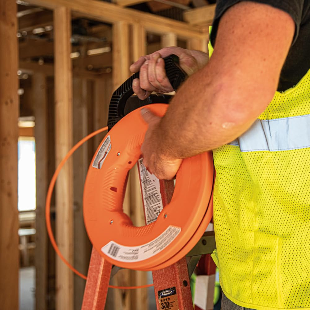 56383 Non-Conductive Electrical Fish Tape, Multi-Groove Fiberglass Wire Puller,