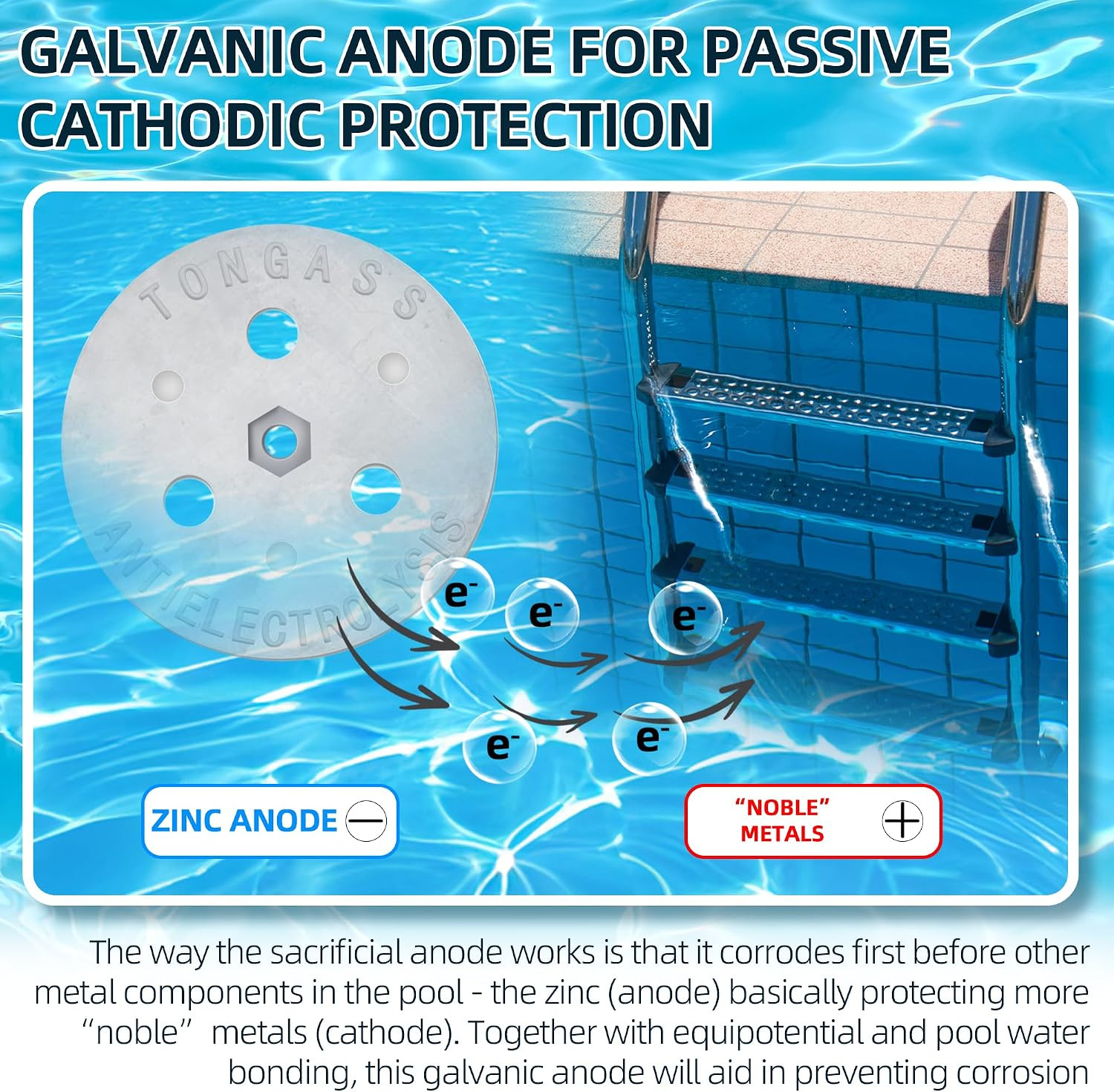 (2-Pack Zinc Anode Weight Anti-Electrolysis Sacrificial Anode, Galvanic Anodes f