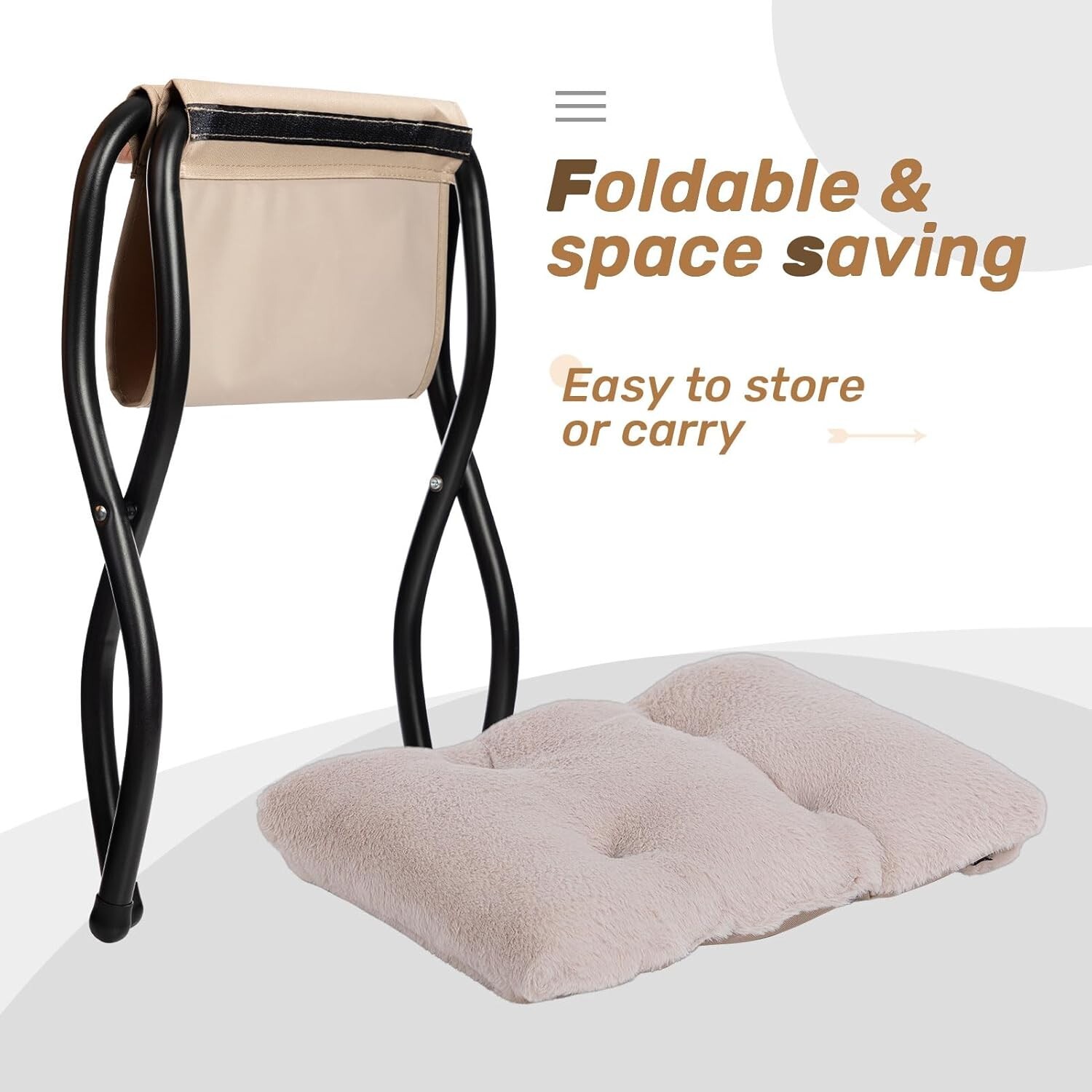Fabric Lazy Chair Foldable Ottoman Accent Comfy Lounge Arm Chair Footrest Stool