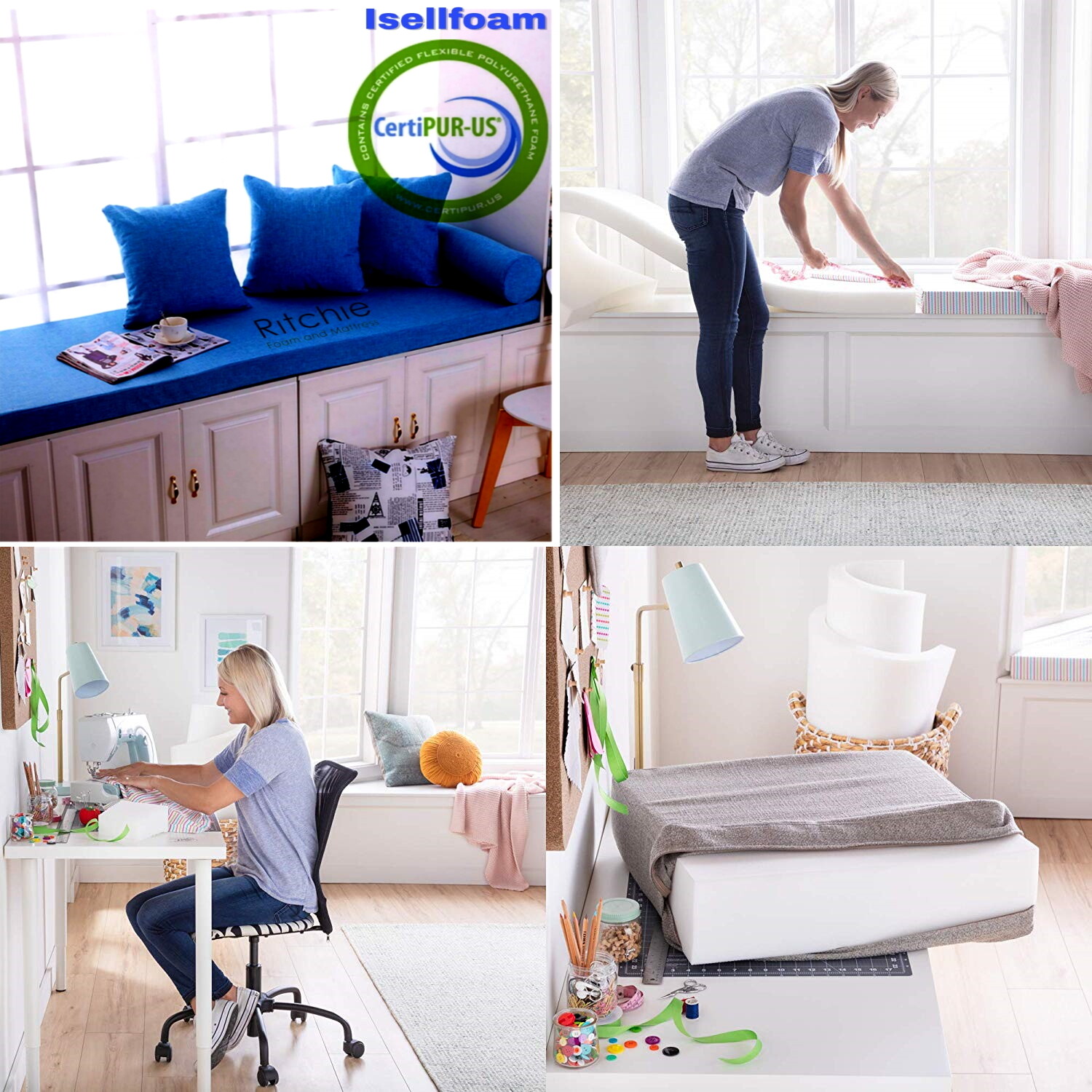 HIGH DENSITY FOAM CUSHION 4"x24"x24" 2.0# density, 35ILD Compression Rating