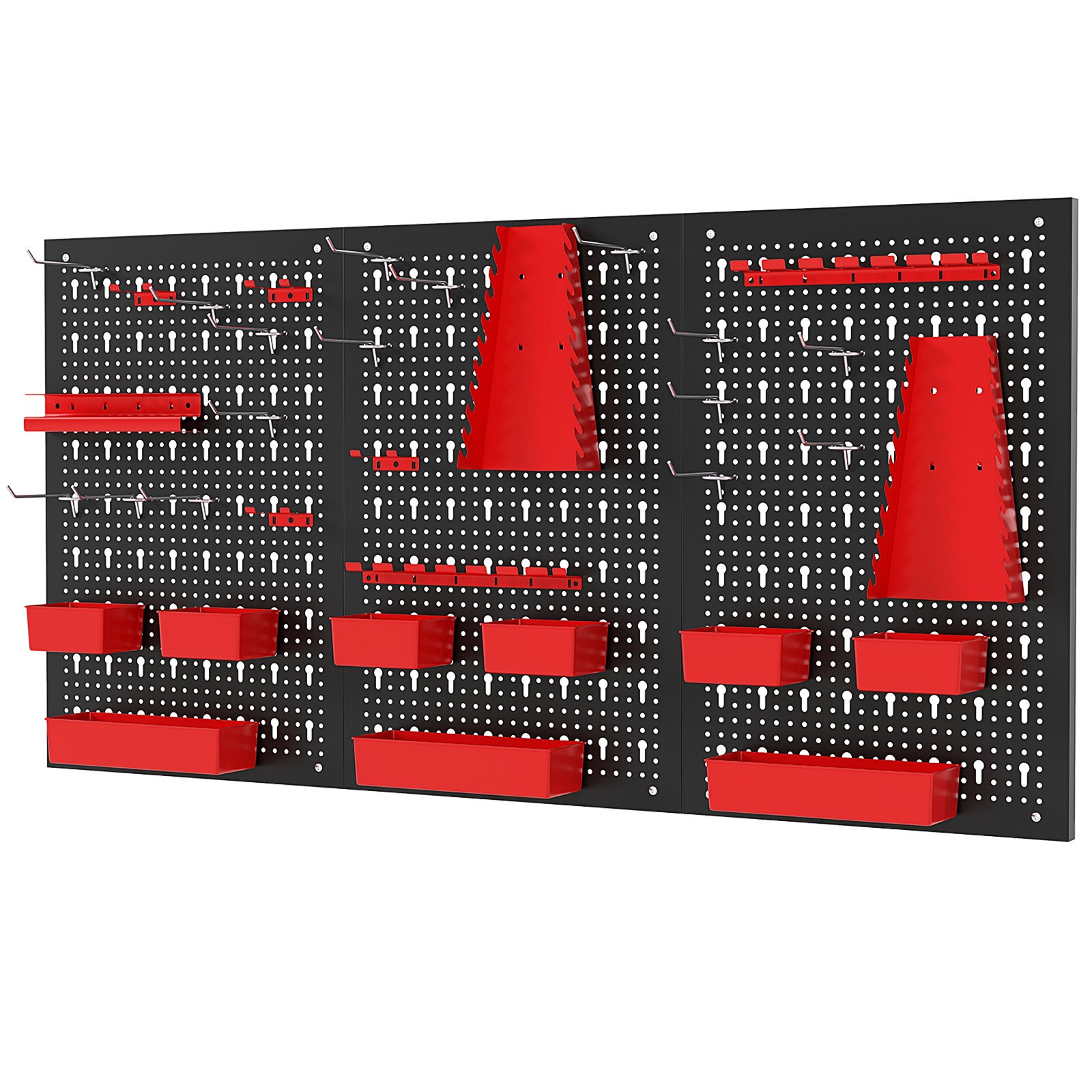 9-Bin Parts Rack Organizer Pegboard Wall Organizer w/ Hammer Racks Tool Holders