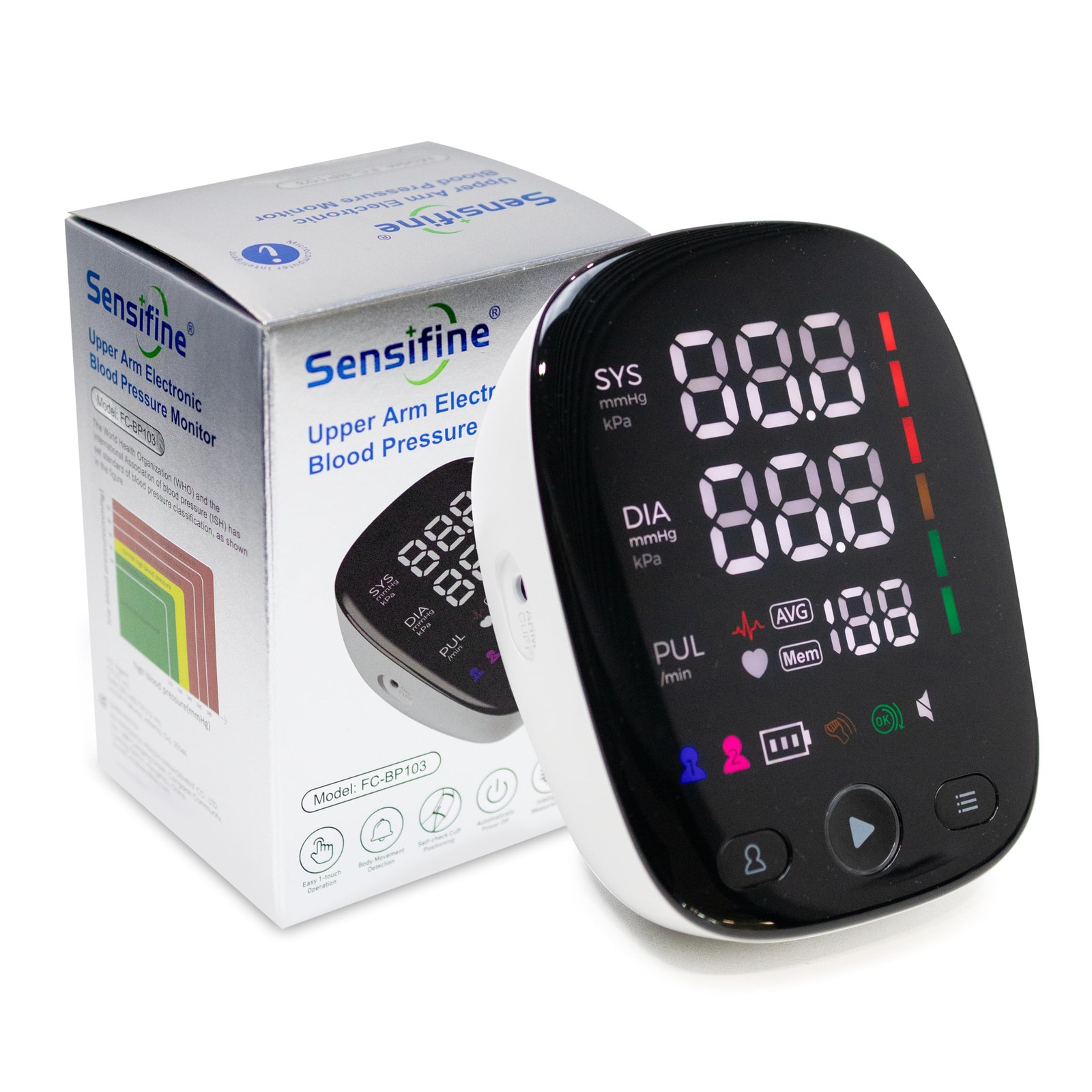 Sensifine Upper Arm Blood Pressure Monitor For Home Use Adjustable Large Cuff
