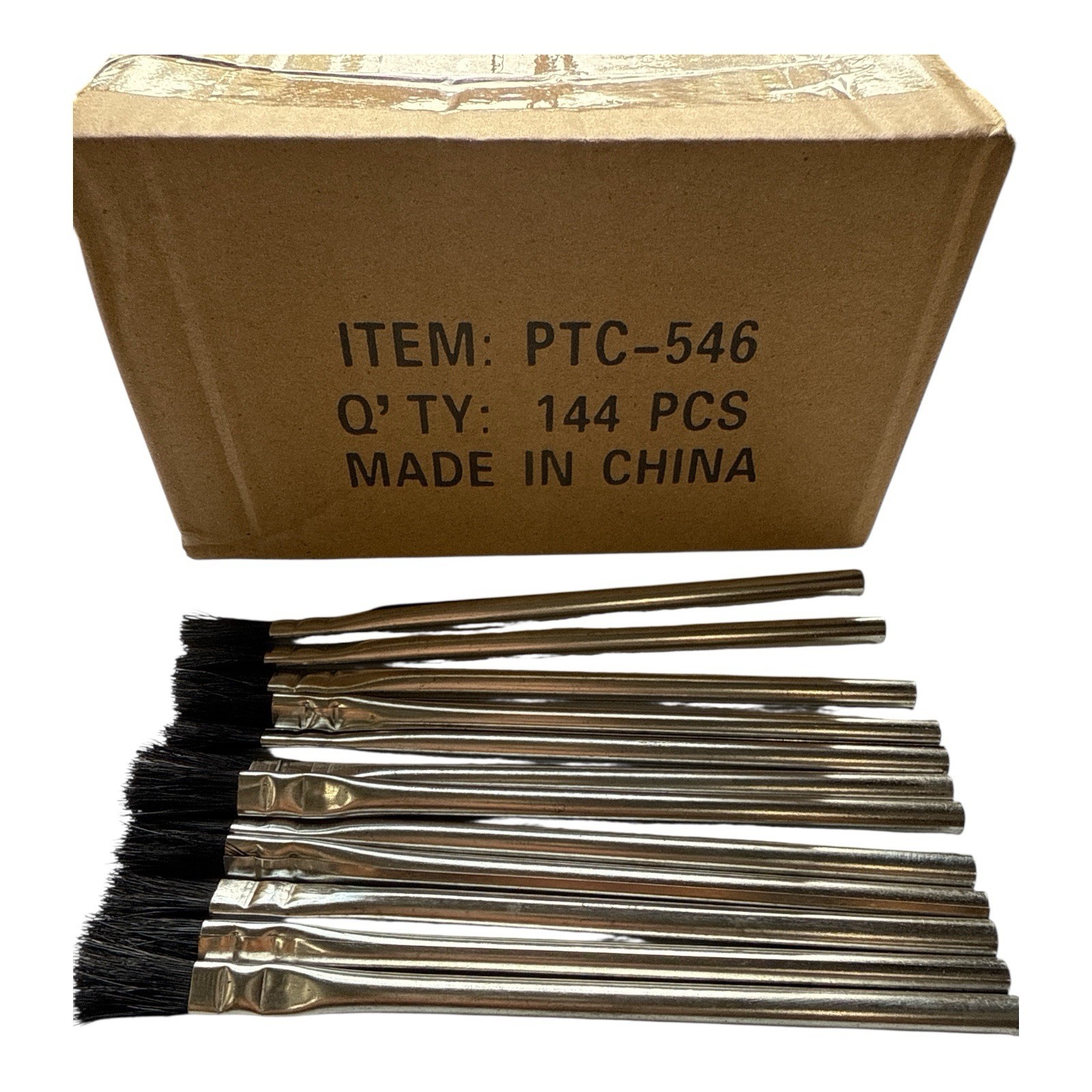 PTC Lot of 144 Metal Handle 6" Acid Brushes 3/8" Wide
