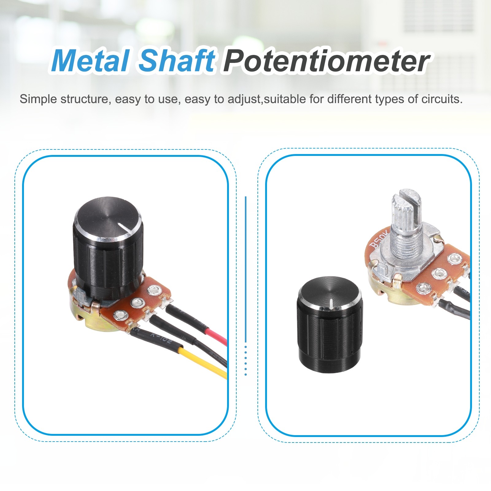 3Pcs WH-148 Potentiometer 3Pins B50K±20% Ohm Variable Resistor with 3 Knobs