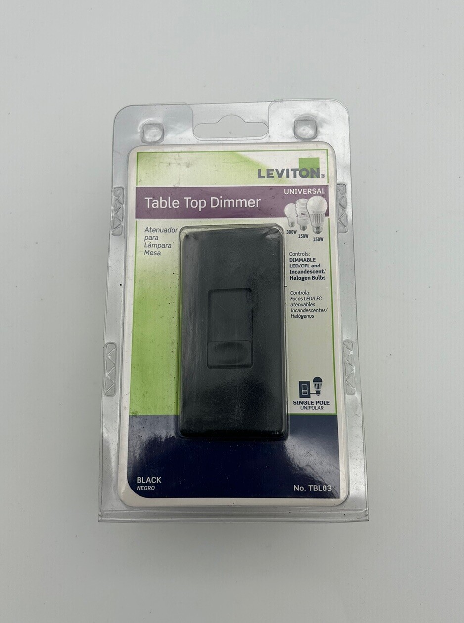 Leviton TBL03 Universal Tabletop Slide Control Lamp Dimmer, Black  New Open Box