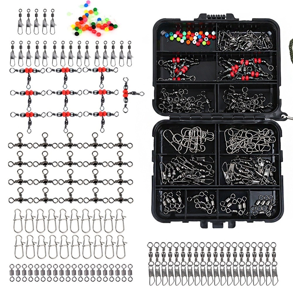 Black Swivel Connector Set 140pcs for Sea Fishing Plastic and Aluminum Alloy