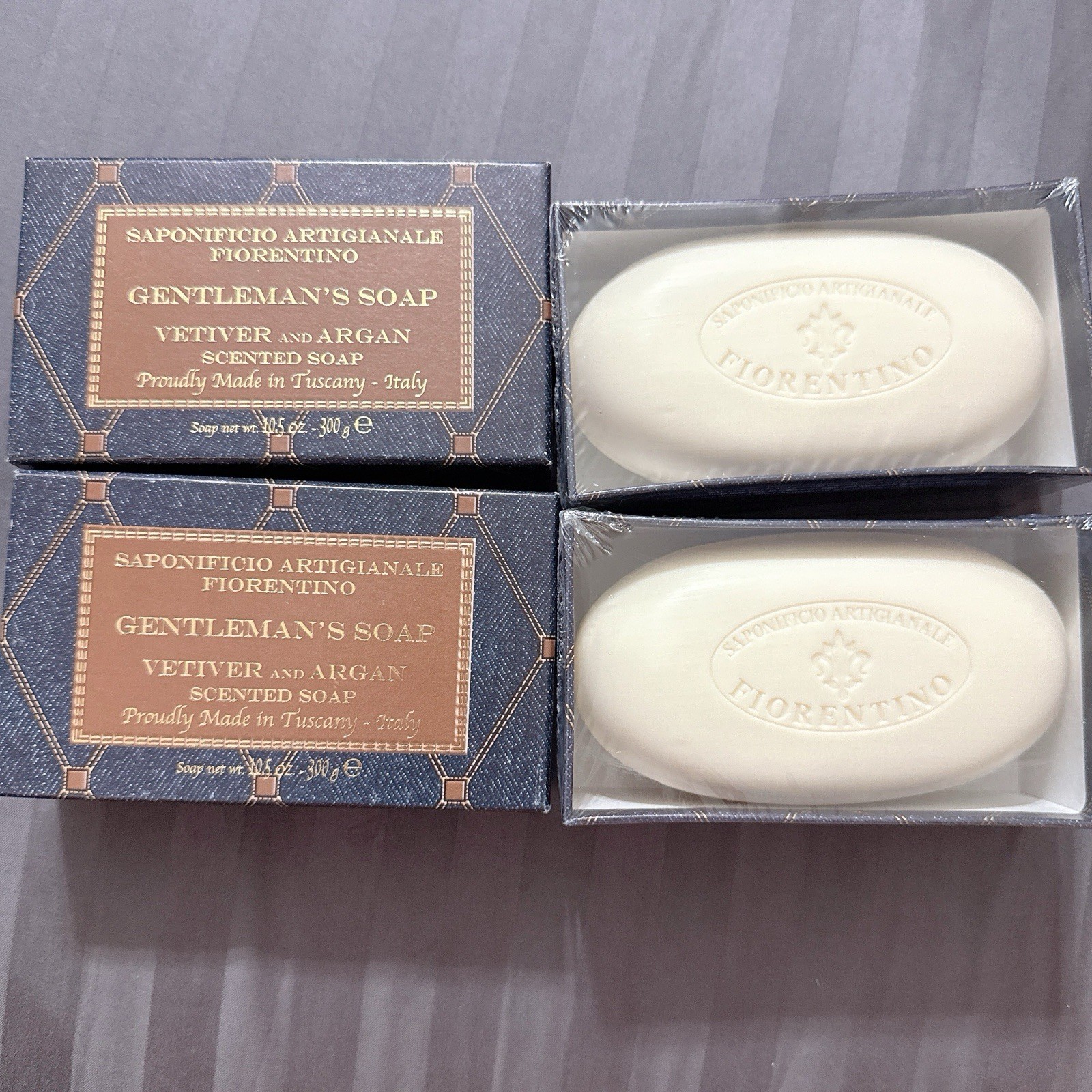 2x SAPONIFICIO ARTIGIANALE GENTLEMAN'S SOAP VETIVER & ARGAN SCENTED SOAP 10.5 Oz