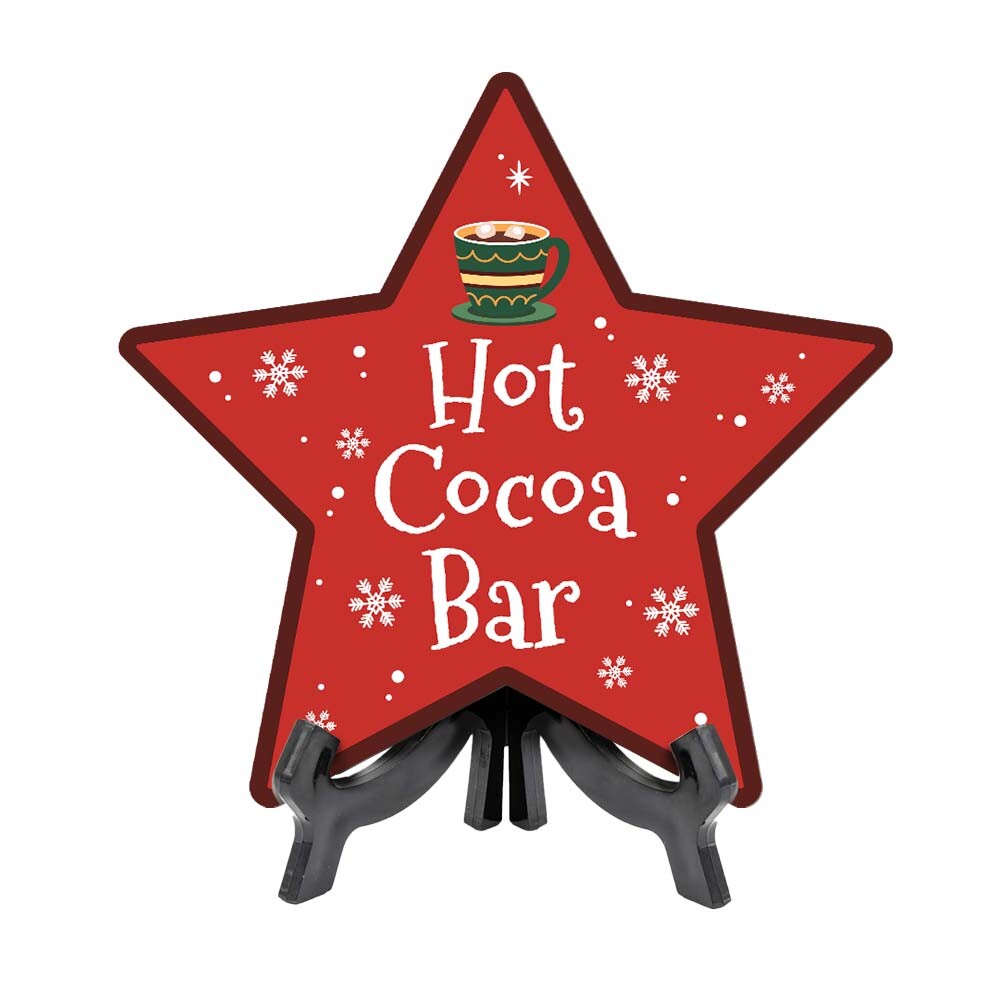 Hot Cocoa Bar Star Shape Table Sign With Acrylic Stand (6” x 5.75”)