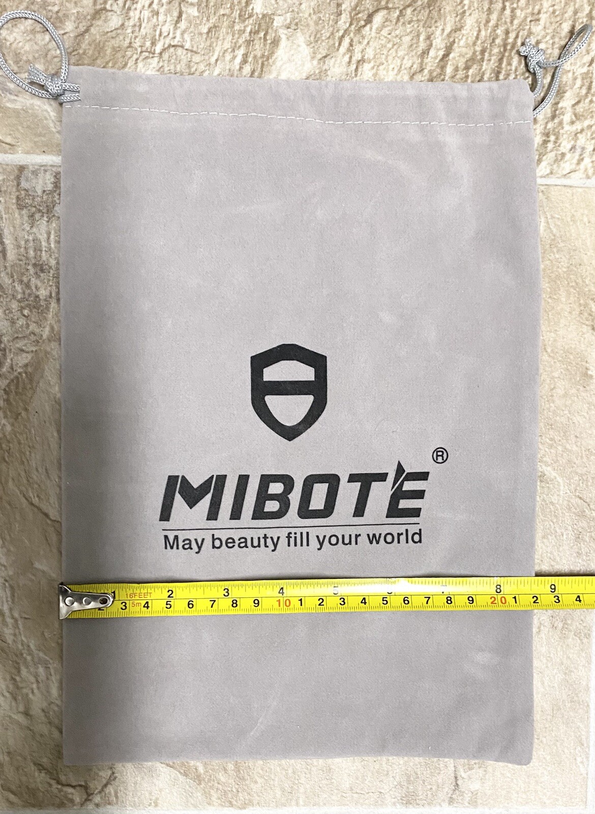 Mibote Gray Small Drawstring Dust Bag 15”x9”