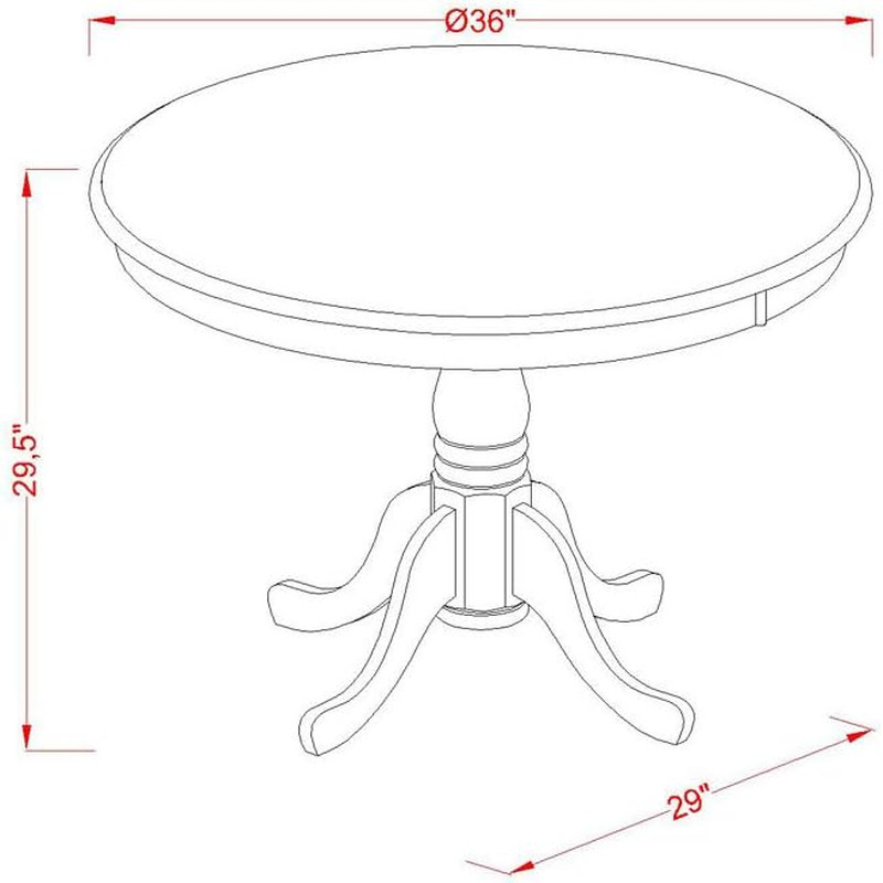 ANIP5-LWH-C 5 Piece Kitchen Table & Chairs Set Includes a round Dining Room Tabl