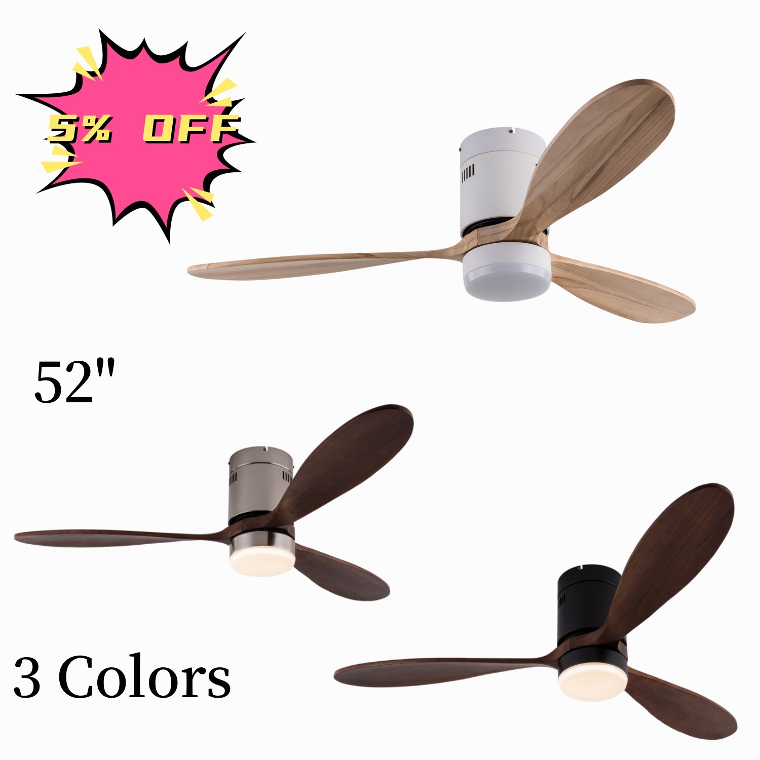 52 Inch Smart Ceiling Fan with Dimmable Light 6-speed Adjustable Ceiling Fan