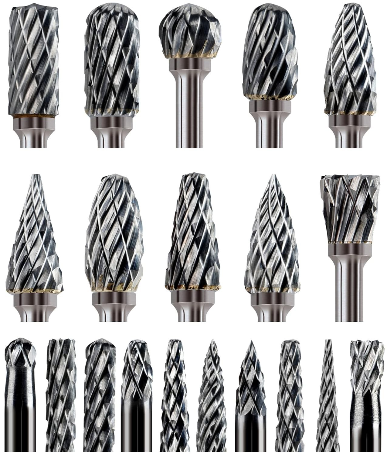 Carbide Burr Bit 1/8" Shank for Dremel Milwaukee Metal Grinding Wood Stone Steel