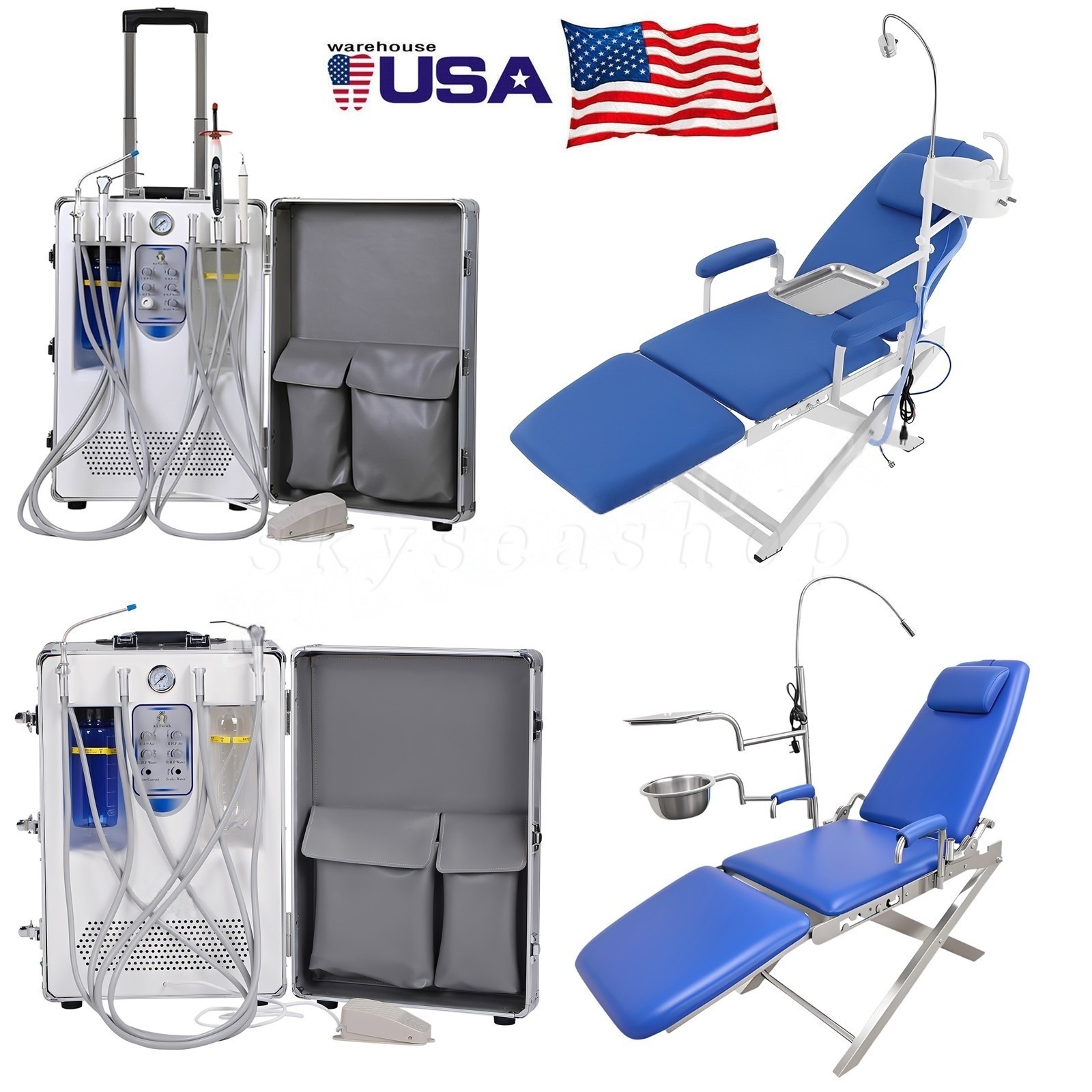 Portable Dental Delivery Unit Air Compressor USA Suction/Mobile Chair Unit