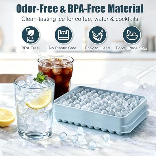Mini Ice Cube Trays, 0.55” Tiny Pebble Ice for Iced Coffee & 2Pack/0.55In Blue