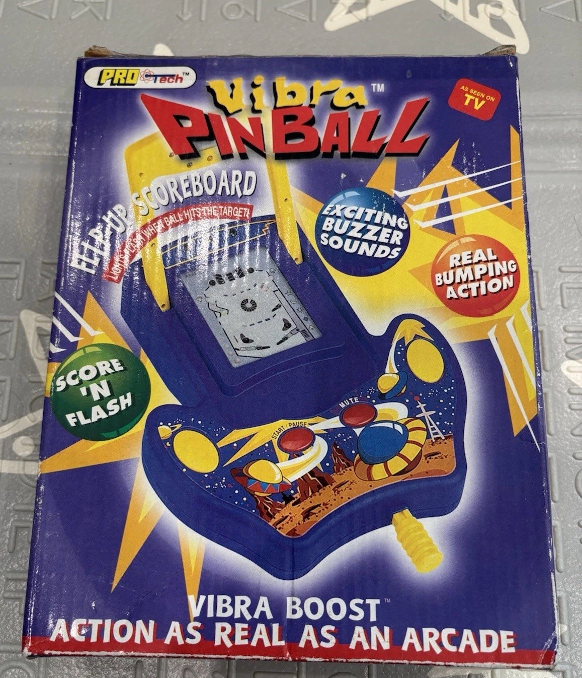 Vintage 1998 Pro Tech Vibra Pinball Handheld Electronic Game Boxed-not tested