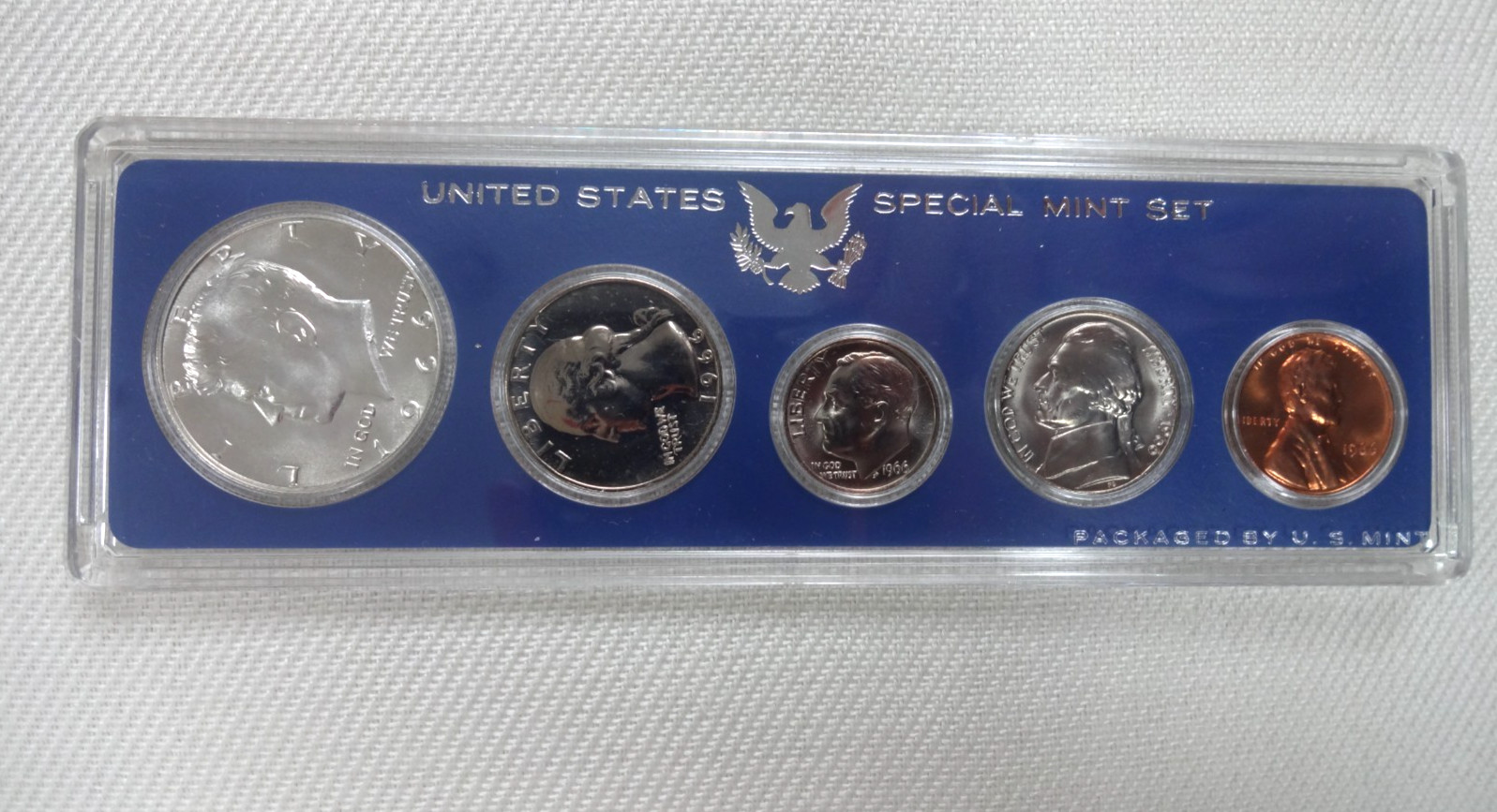 1966 United States Special Mint Set, 5 coins, Original package, 40% silver half