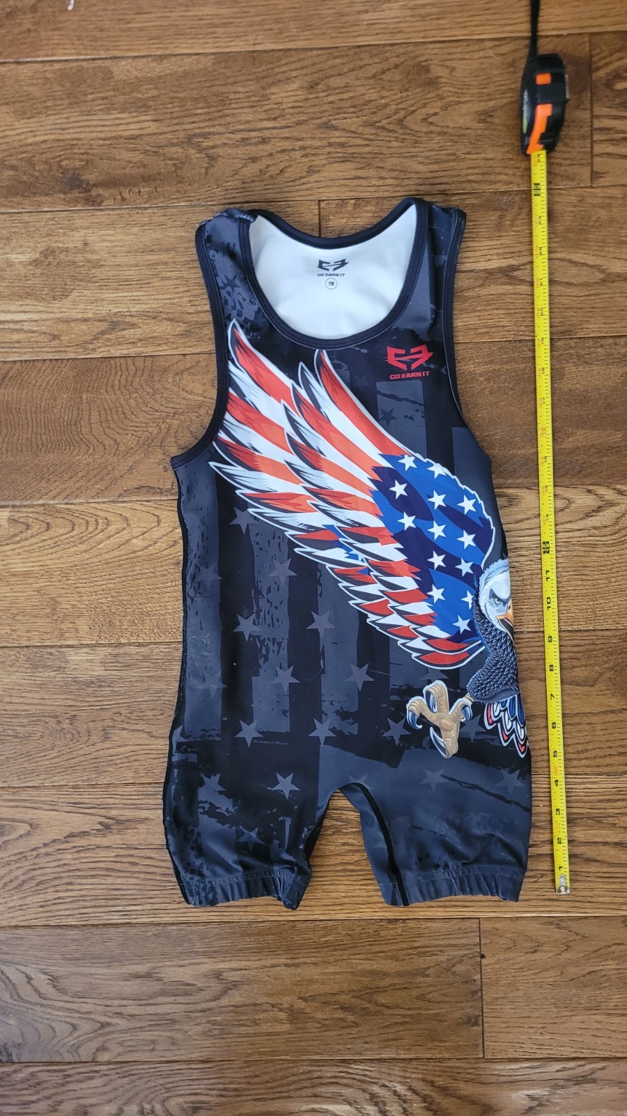 Boys wrestling singlet - Black USA Eagle - Go Earn It - Youth Size M