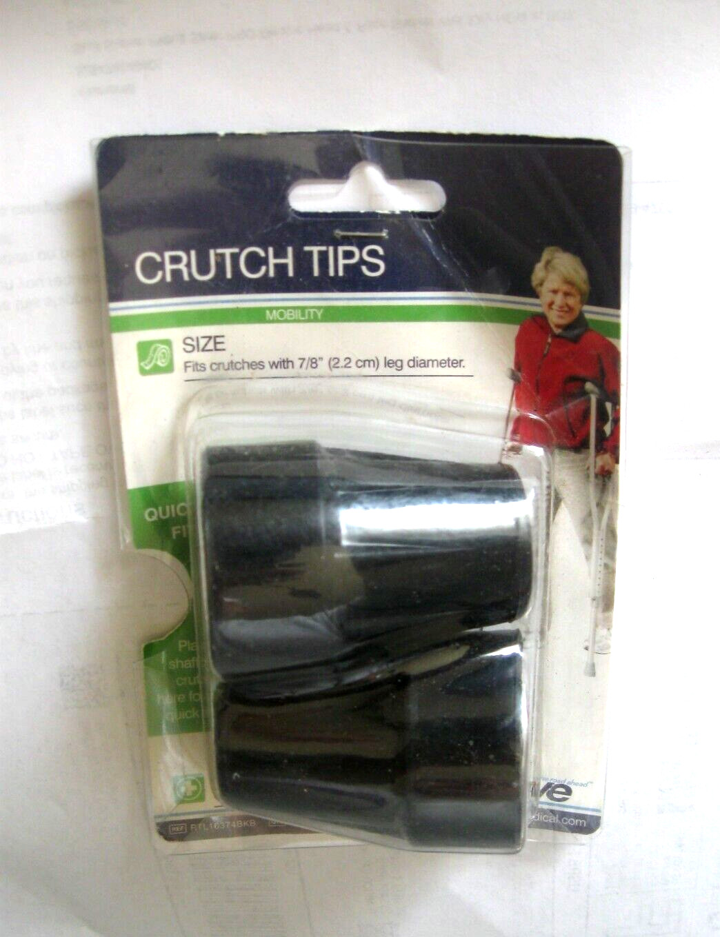 Drive Medical RTL10374BKB Crutch Tips 7/8" 2.2 cm Leg Diameter Black, 1 Pair NEW