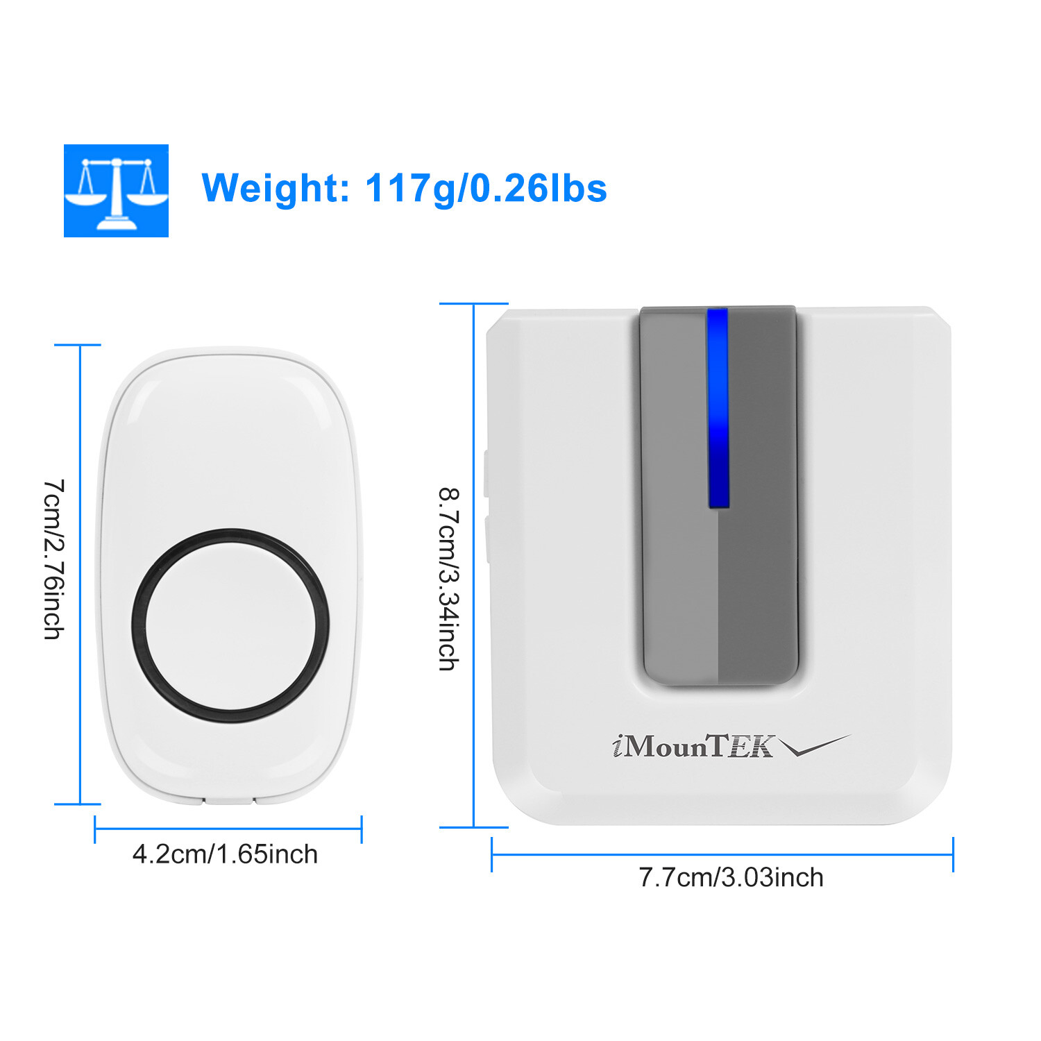 LED 4 Volume 1000FT Wireless Doorbell Chime [1 Plugin Receiver + 1 Transmitter]*