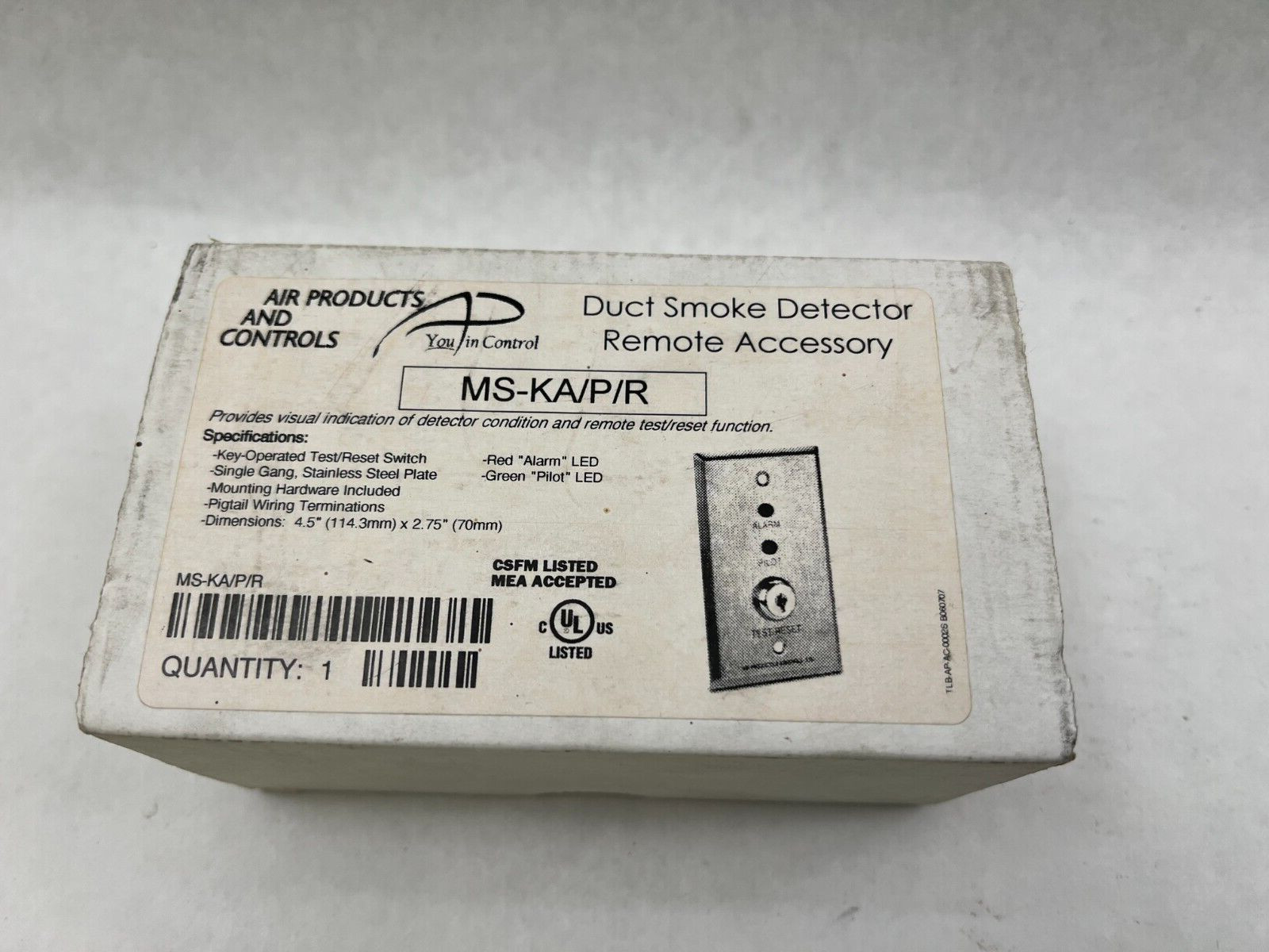 Air Prodcuts MS-KA/P/R Duct Smoke Detector Remote NIB Lot Of 4 #B15