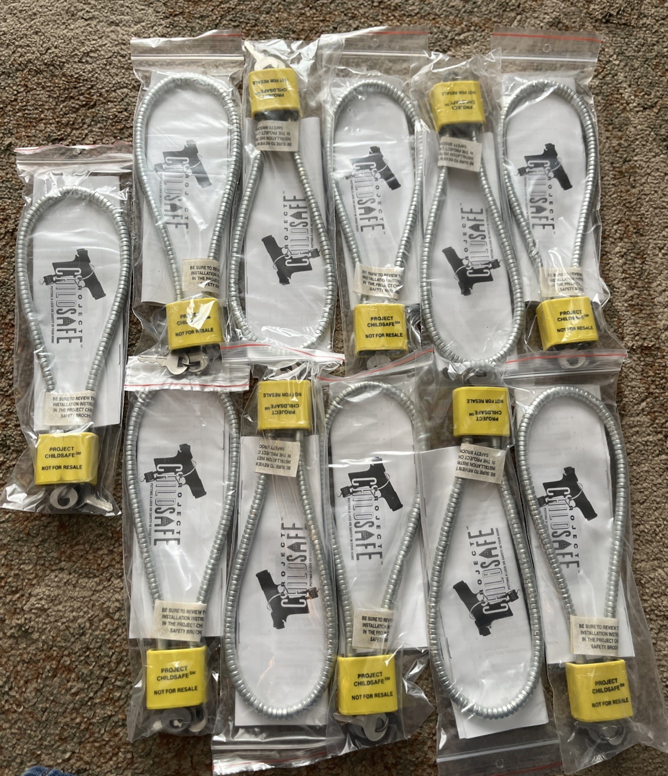 Lot of 11 Cable Safety Gun Locks NEW SEALED Pistol Rifle Firearm w/ Keys