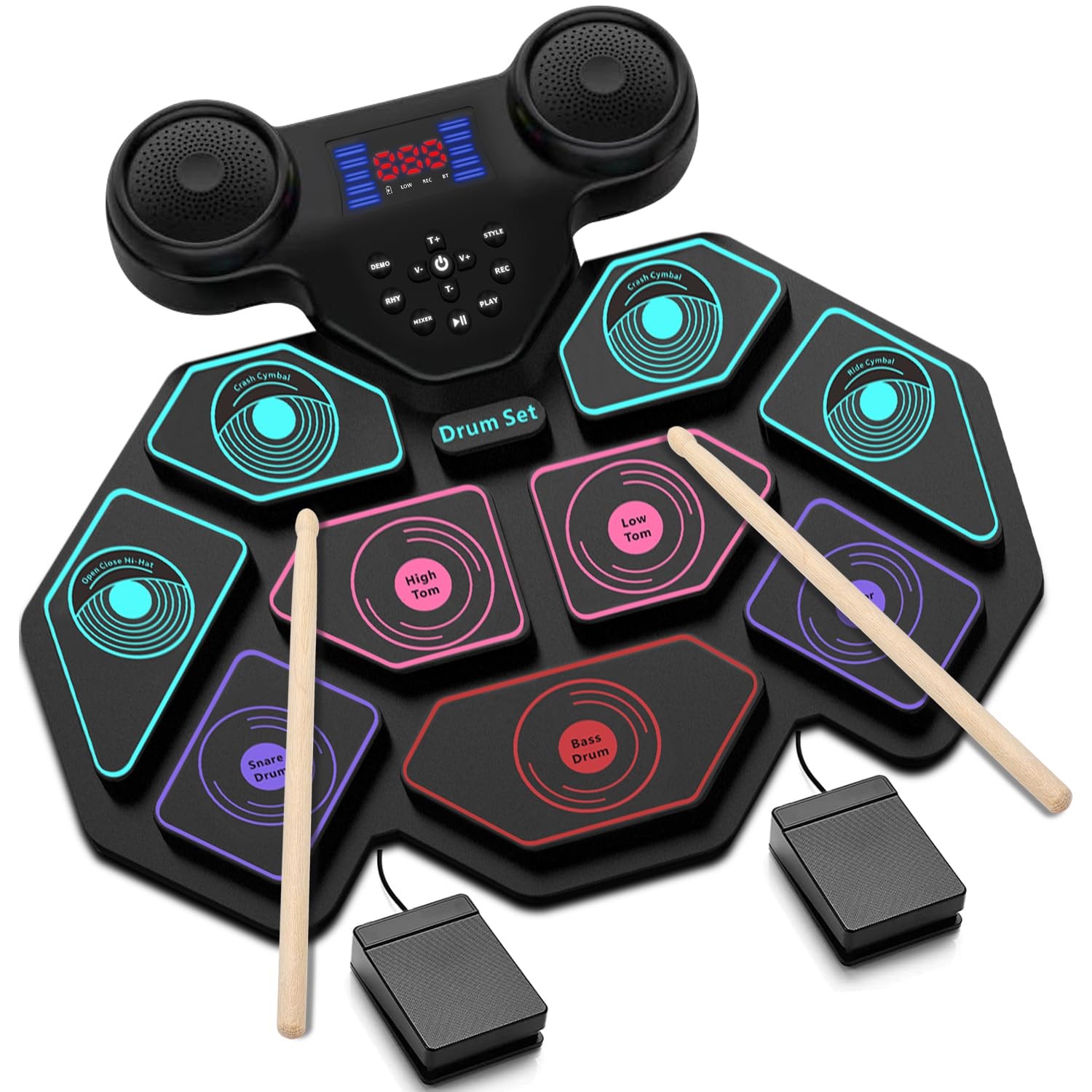 Electronic Drum Set - YUOIOYU Electric Drum Set Roll Up Portable Drum Kit MID...